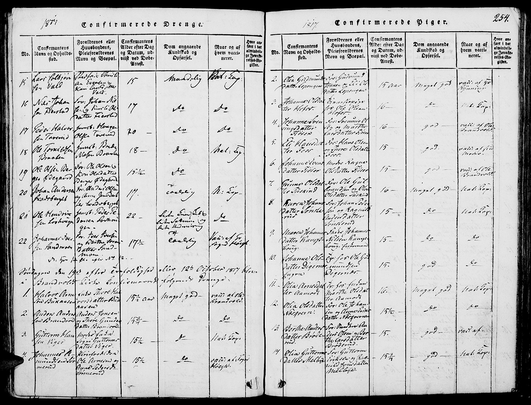 Grue prestekontor, AV/SAH-PREST-036/H/Ha/Haa/L0006: Parish register (official) no. 6, 1814-1830, p. 254