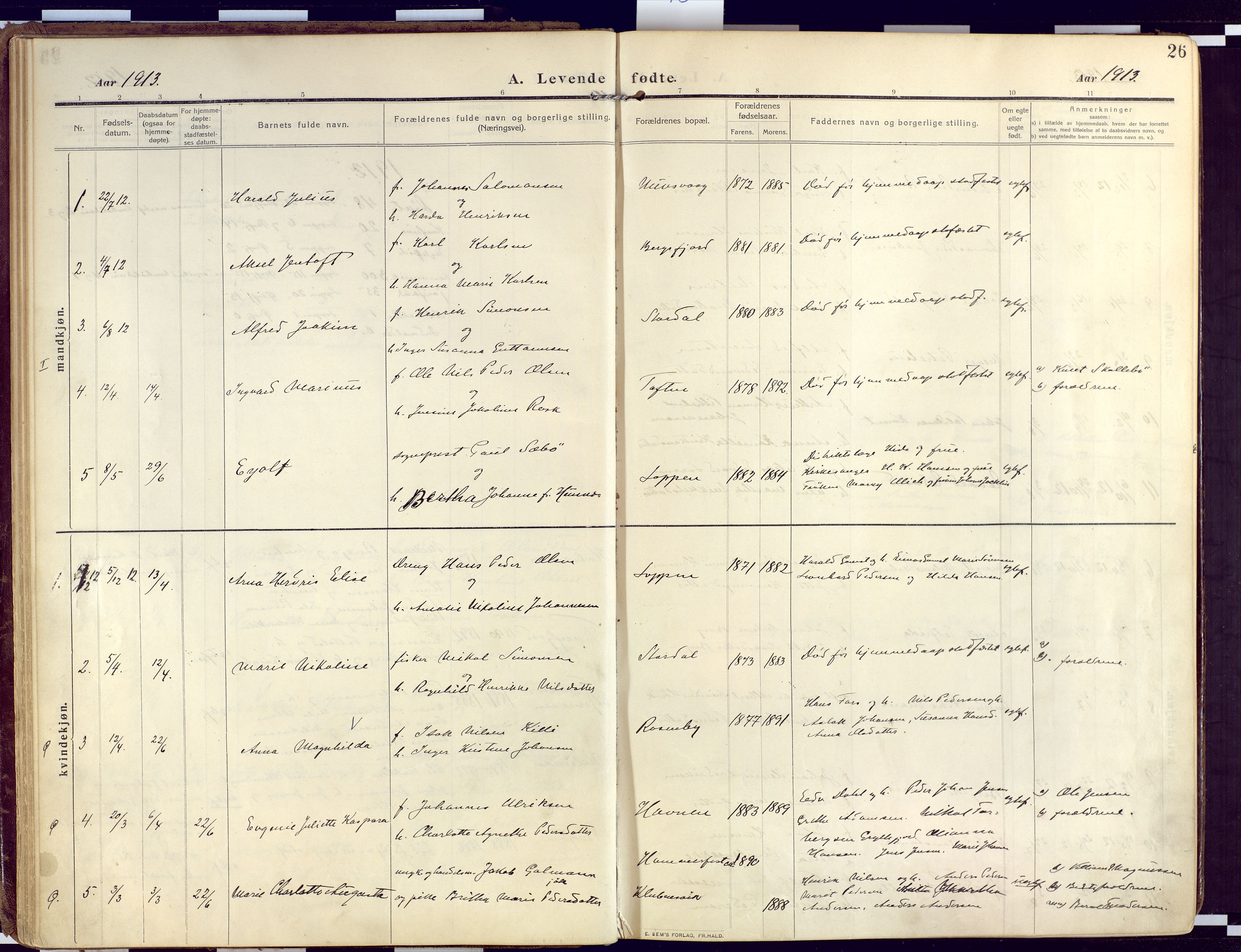 Loppa sokneprestkontor, SATØ/S-1339/H/Ha/L0011kirke: Parish register (official) no. 11, 1909-1919, p. 26