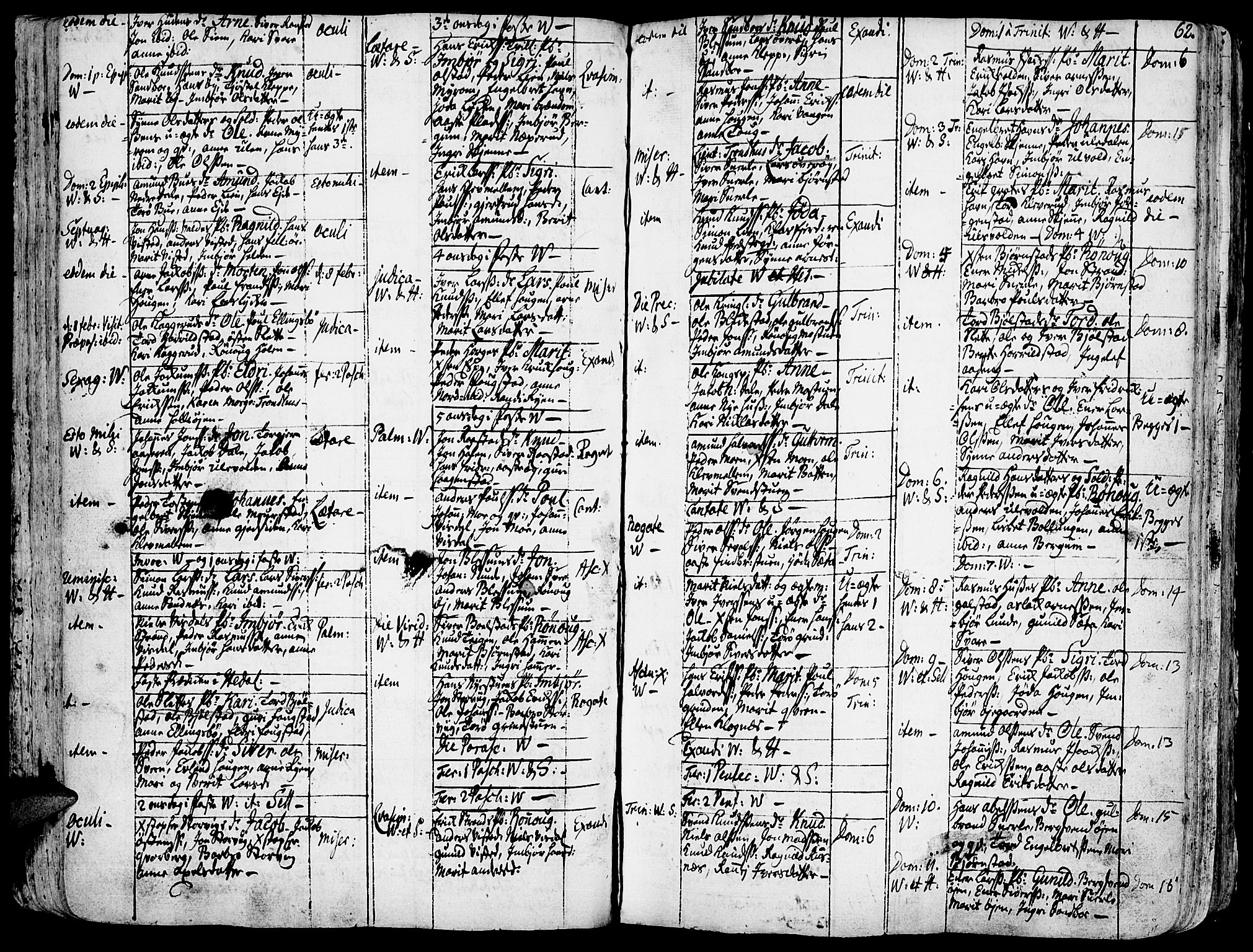 Vågå prestekontor, SAH/PREST-076/H/Ha/Haa/L0001: Parish register (official) no. 1, 1739-1810, p. 62