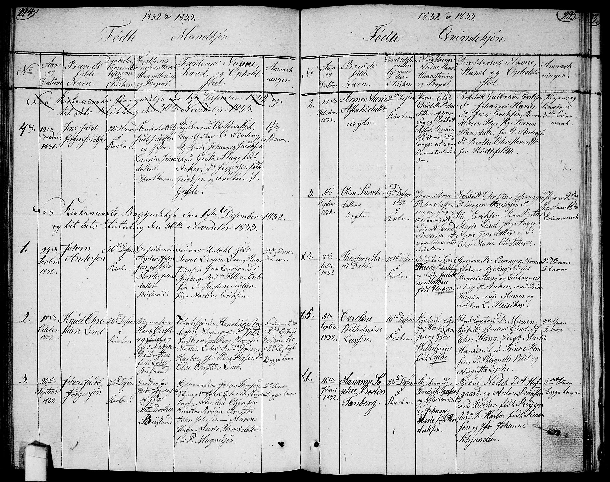 Halden prestekontor Kirkebøker, SAO/A-10909/G/Ga/L0002: Parish register (copy) no. 2, 1821-1834, p. 294-295
