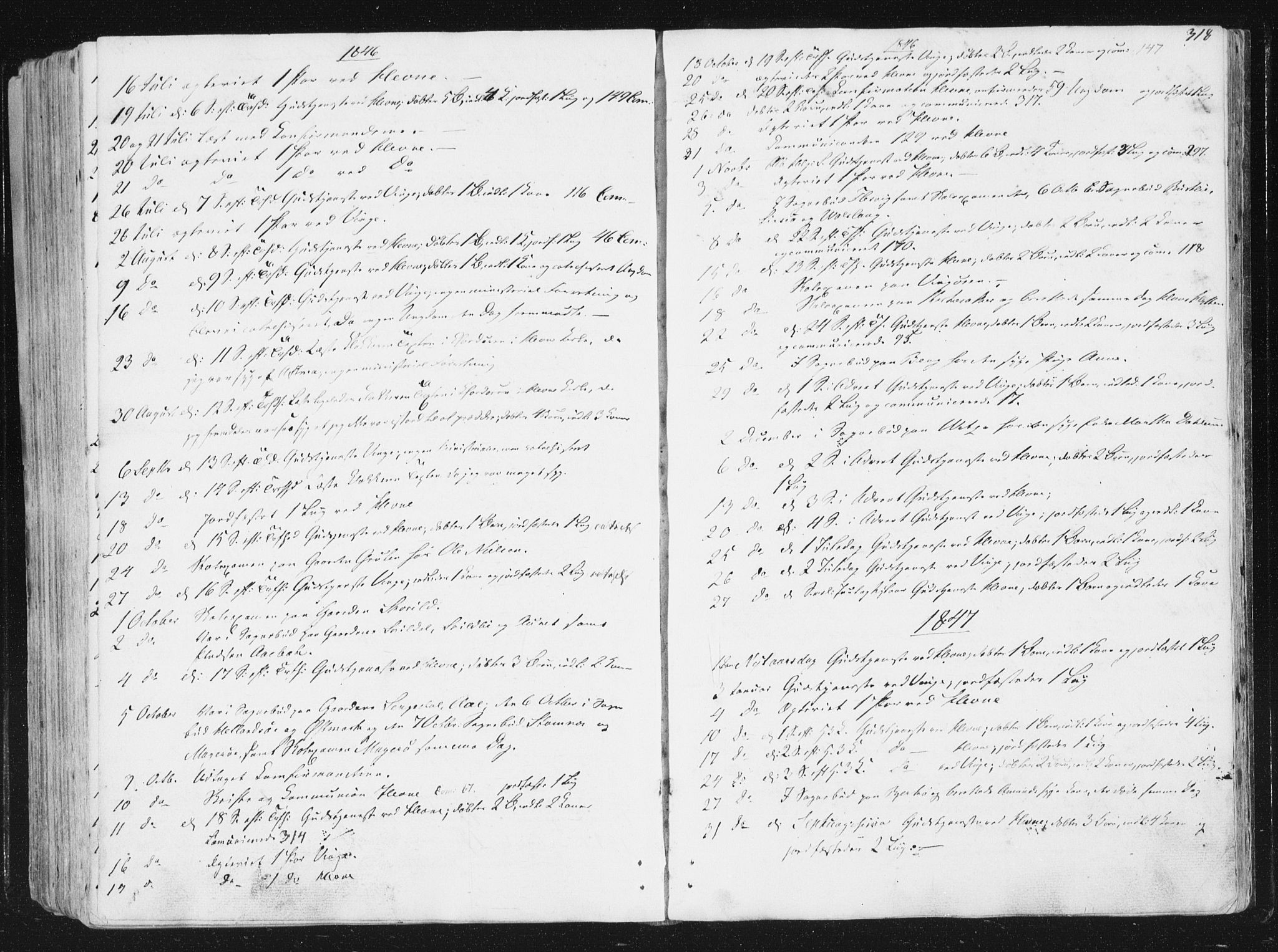 Ministerialprotokoller, klokkerbøker og fødselsregistre - Sør-Trøndelag, SAT/A-1456/630/L0493: Parish register (official) no. 630A06, 1841-1851, p. 318
