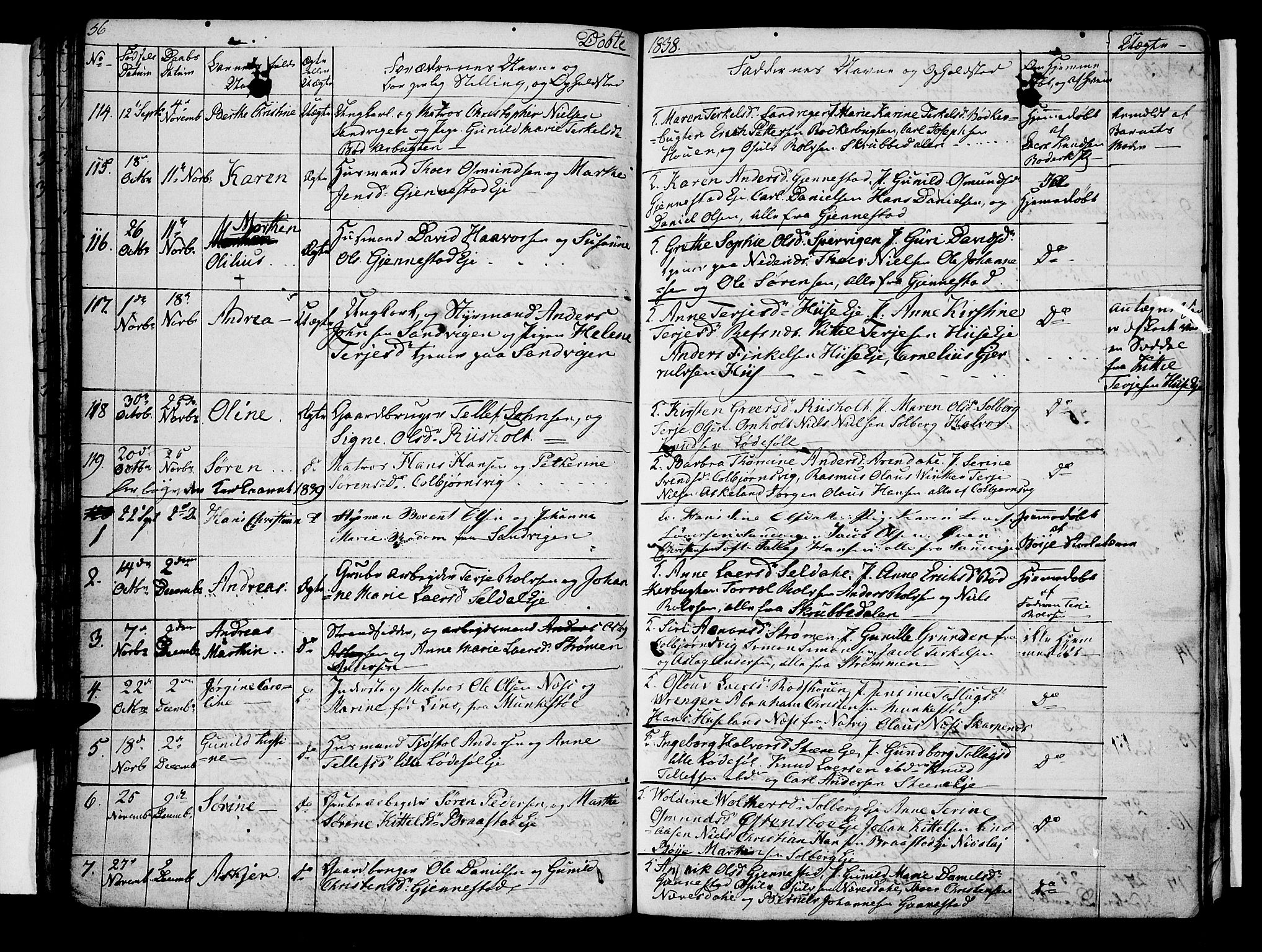 Øyestad sokneprestkontor, SAK/1111-0049/F/Fb/L0005: Parish register (copy) no. B 5, 1833-1843, p. 56