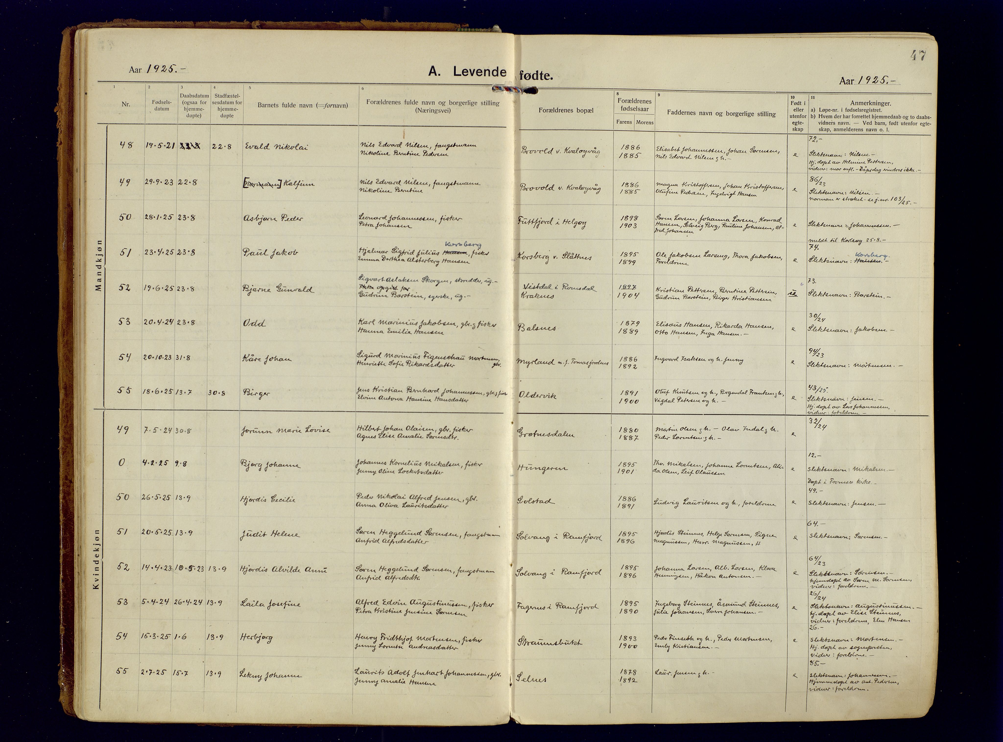 Tromsøysund sokneprestkontor, AV/SATØ-S-1304/G/Ga/L0009kirke: Parish register (official) no. 9, 1922-1934, p. 47