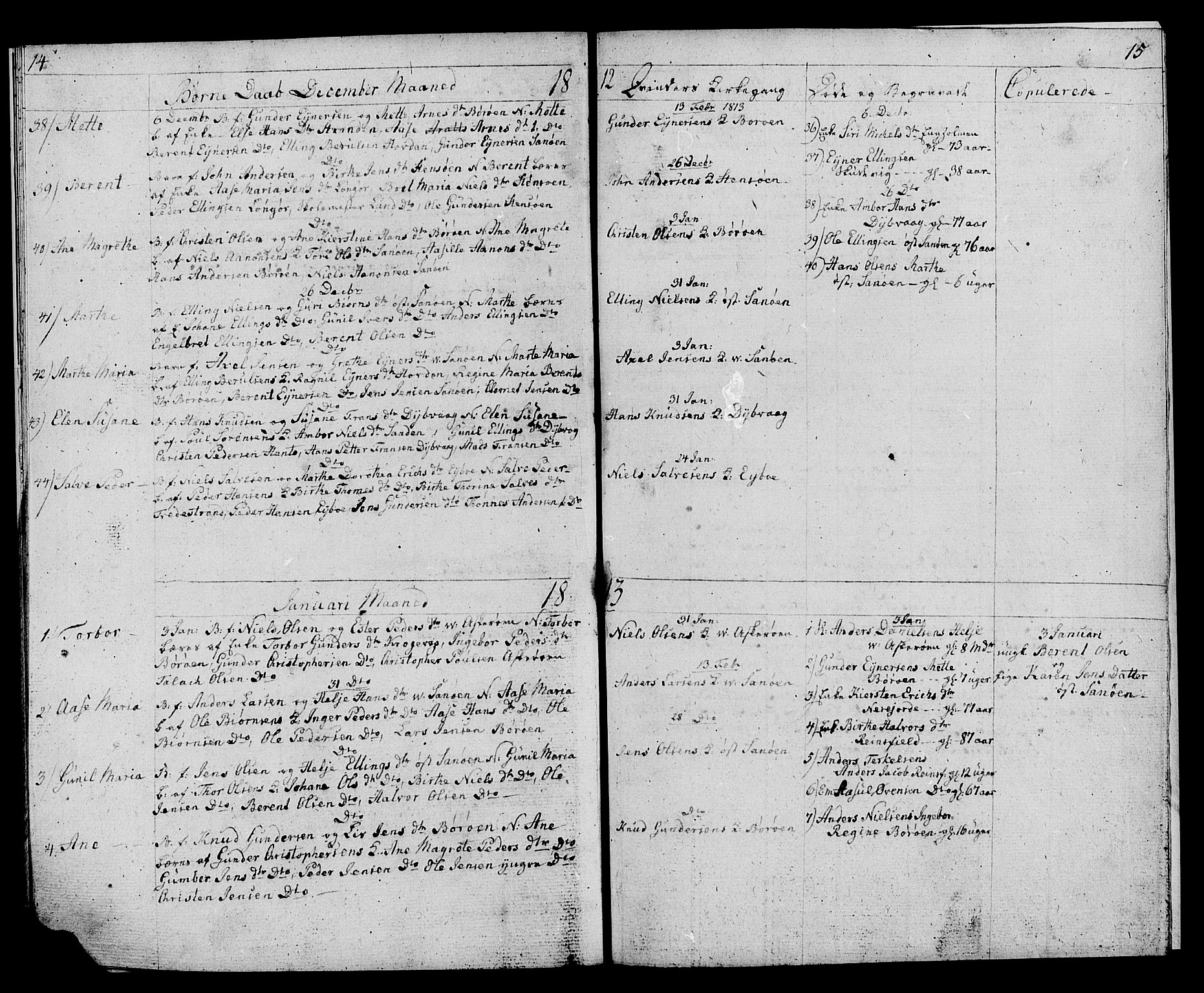 Dypvåg sokneprestkontor, SAK/1111-0007/F/Fb/Fba/L0008: Parish register (copy) no. B 8, 1811-1813, p. 14-15