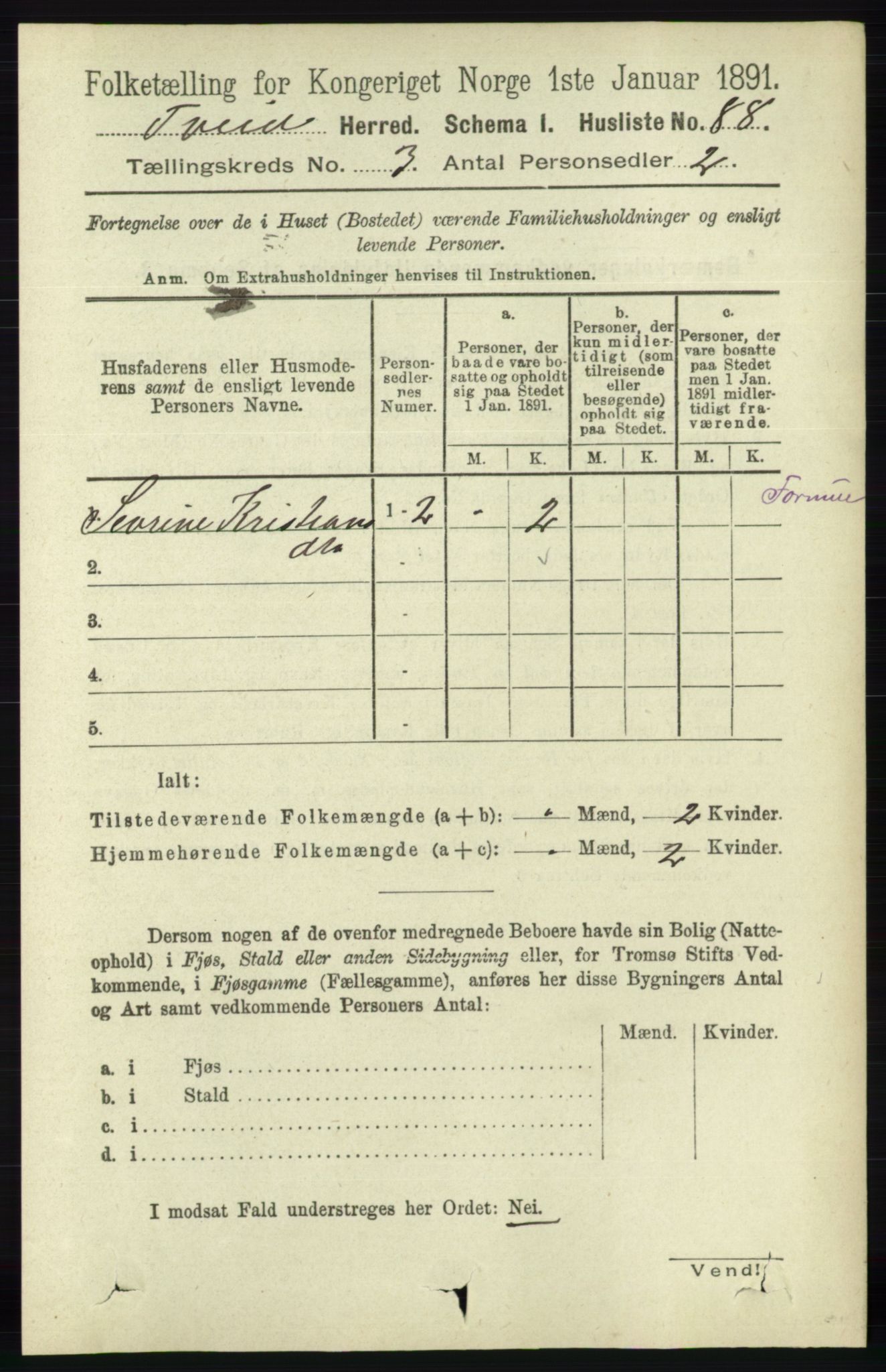 RA, 1891 census for 1013 Tveit, 1891, p. 1177