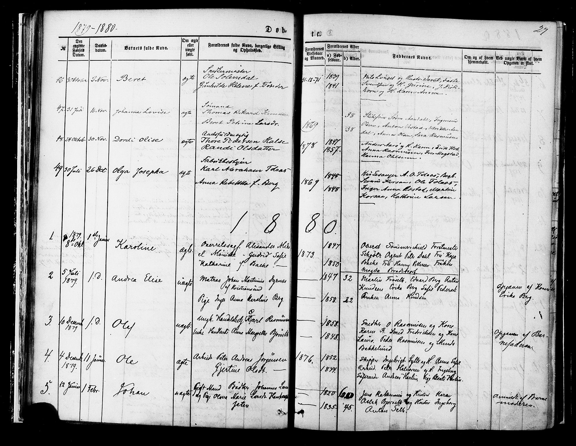 Ministerialprotokoller, klokkerbøker og fødselsregistre - Møre og Romsdal, SAT/A-1454/558/L0691: Parish register (official) no. 558A05, 1873-1886, p. 27