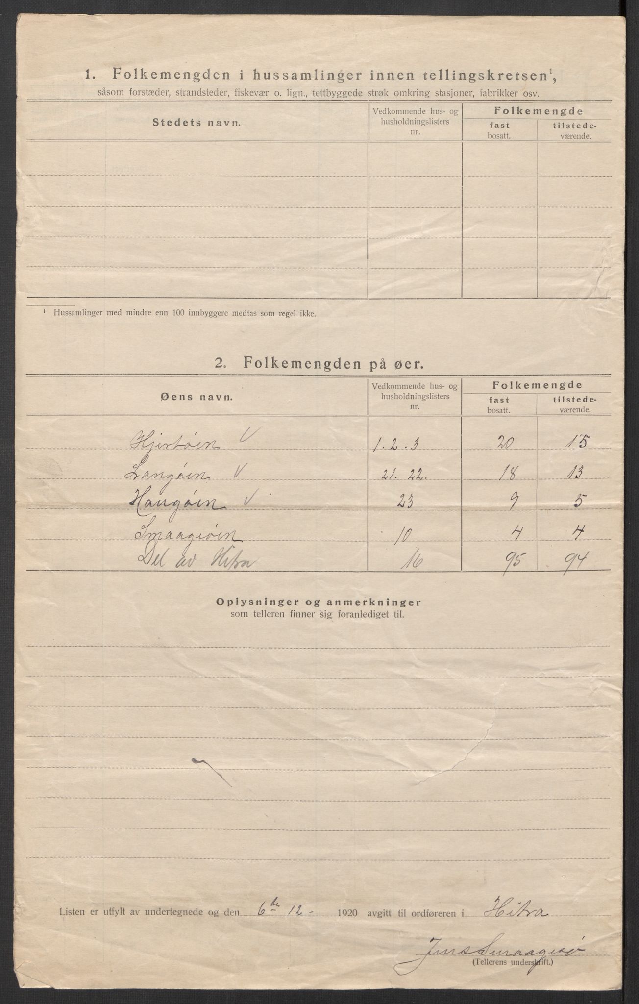 SAT, 1920 census for Hitra, 1920, p. 23