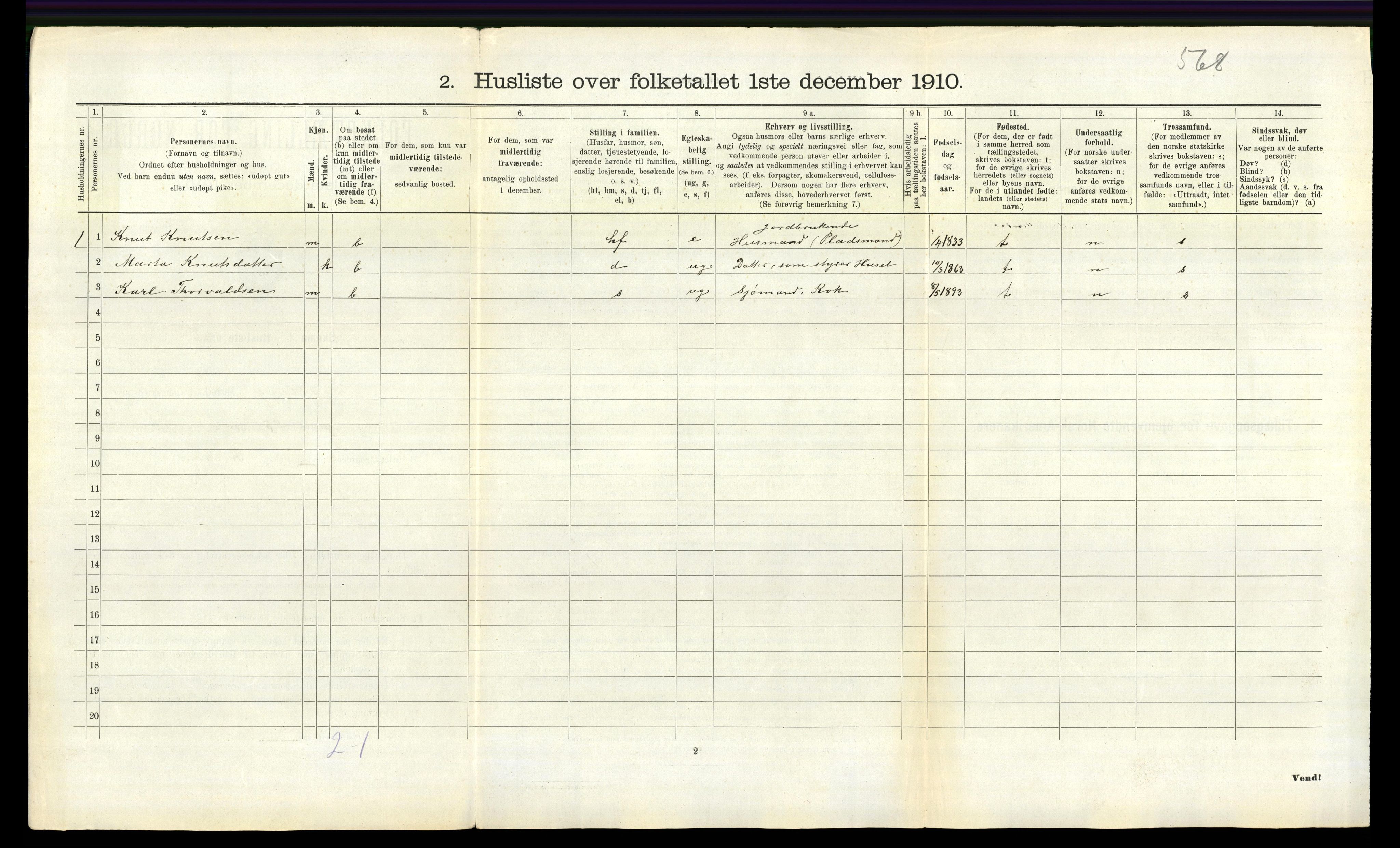 RA, 1910 census for Fjelberg, 1910, p. 616