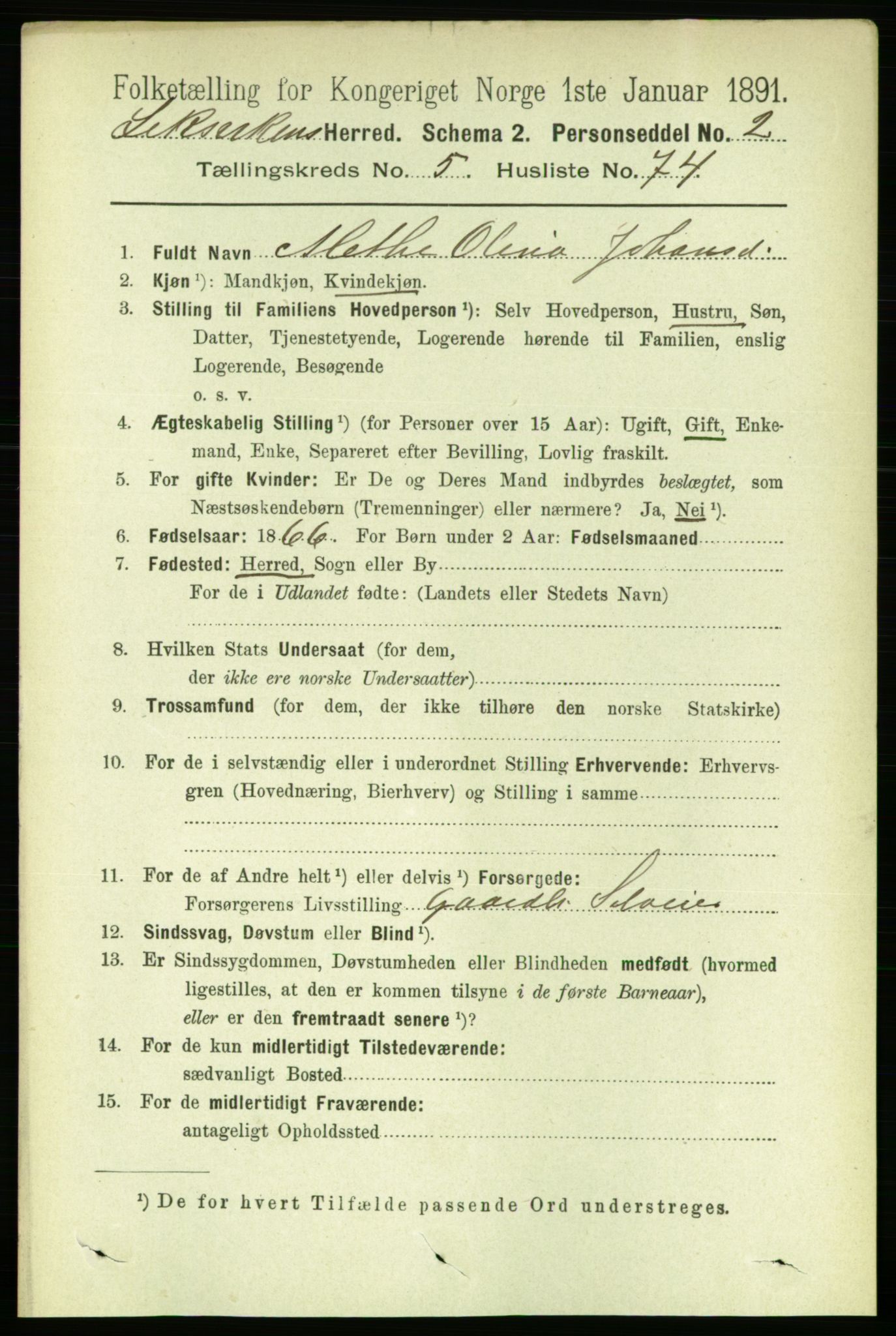 RA, 1891 census for 1718 Leksvik, 1891, p. 3077