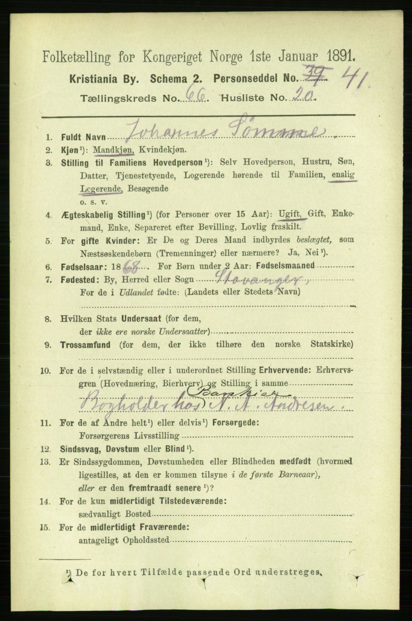 RA, 1891 census for 0301 Kristiania, 1891, p. 36007