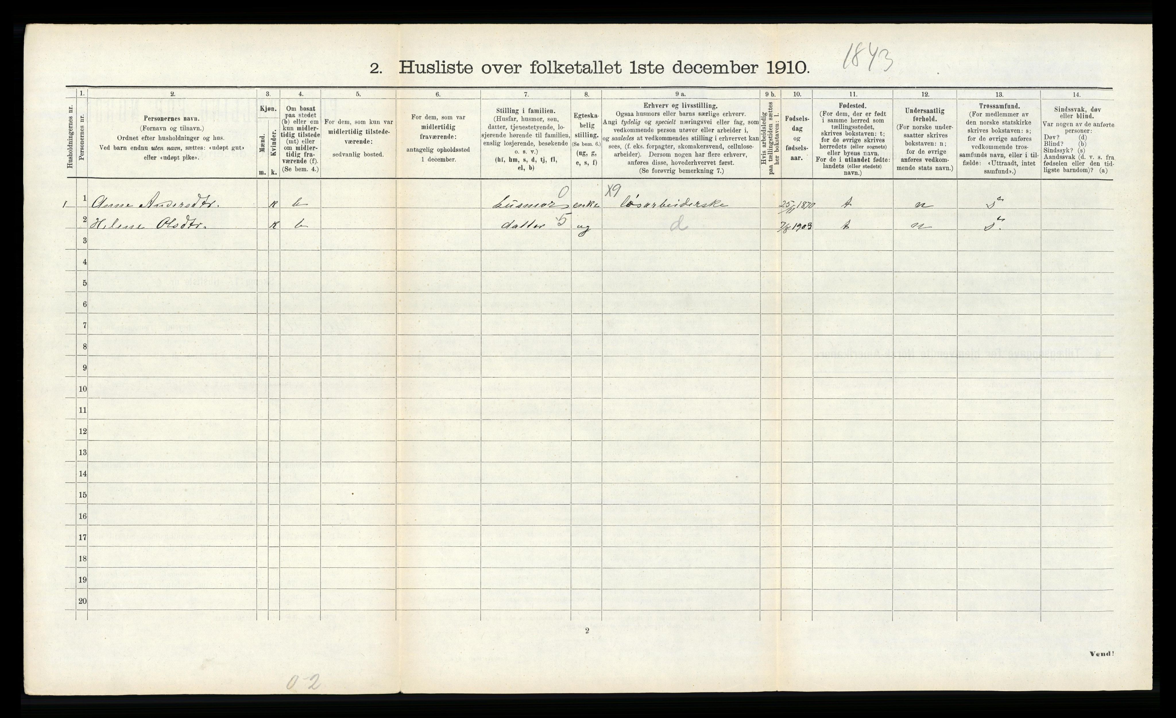 RA, 1910 census for Ytre Holmedal, 1910, p. 727