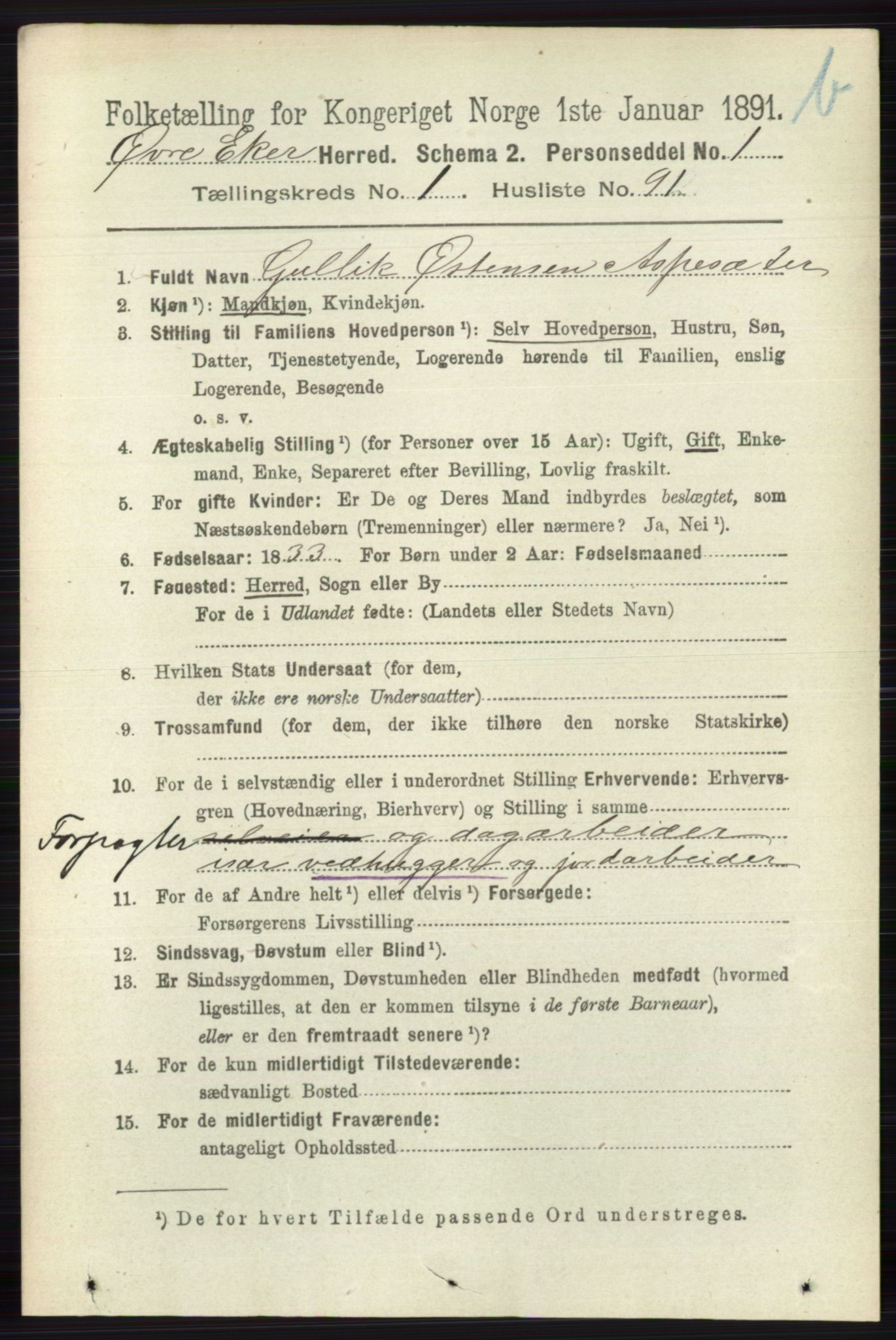 RA, 1891 census for 0624 Øvre Eiker, 1891, p. 8350