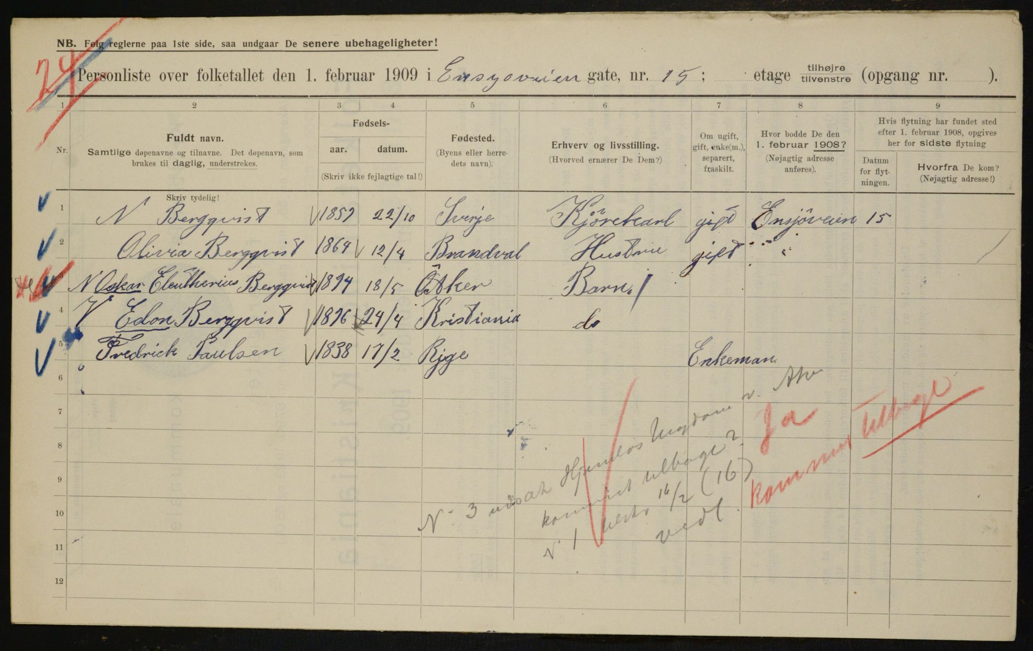 OBA, Municipal Census 1909 for Kristiania, 1909, p. 19829