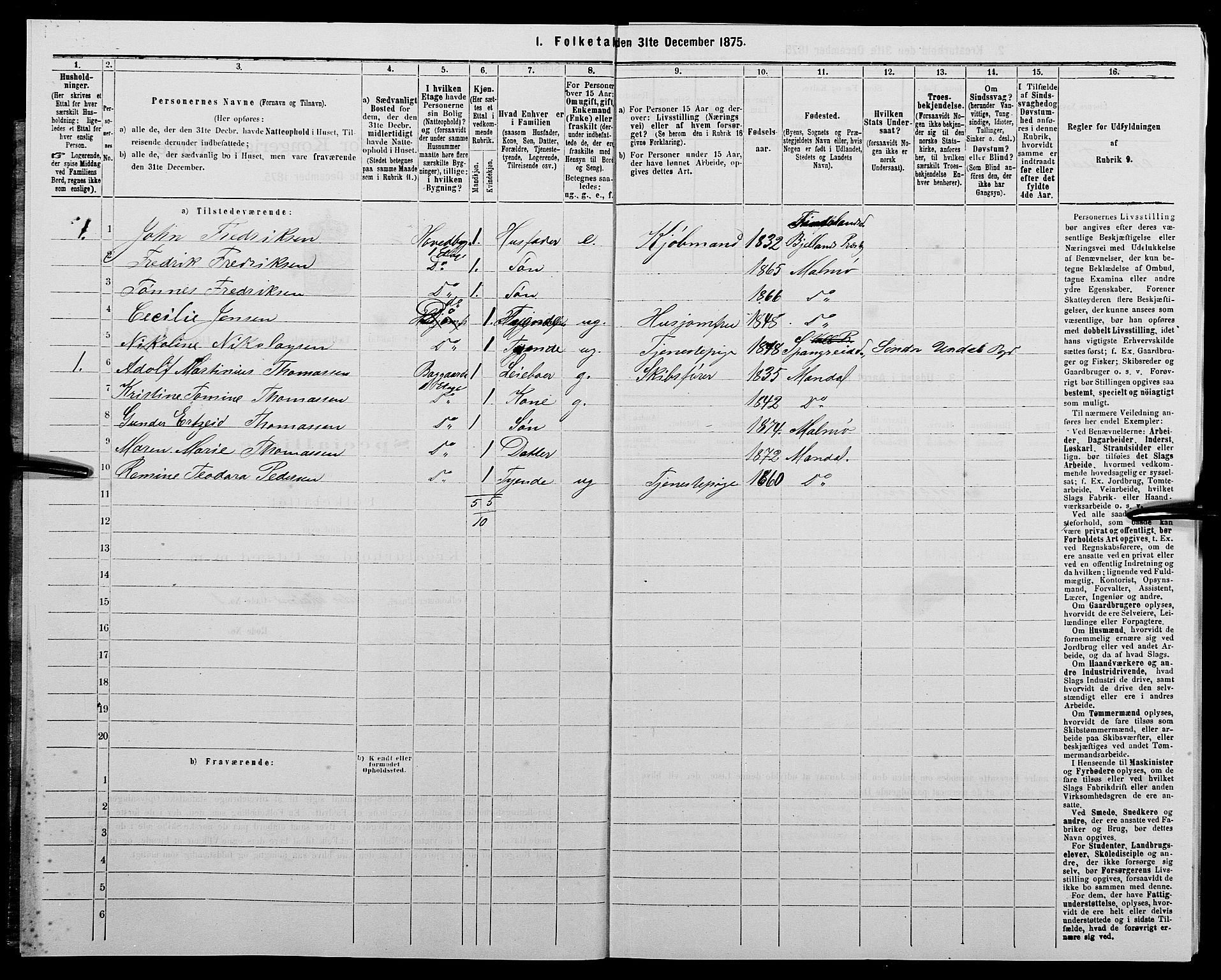 SAK, 1875 census for 1002B Mandal/Mandal, 1875, p. 846