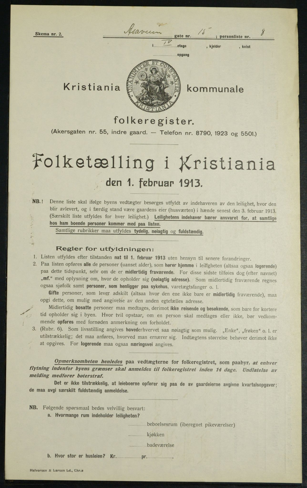 OBA, Municipal Census 1913 for Kristiania, 1913, p. 130959