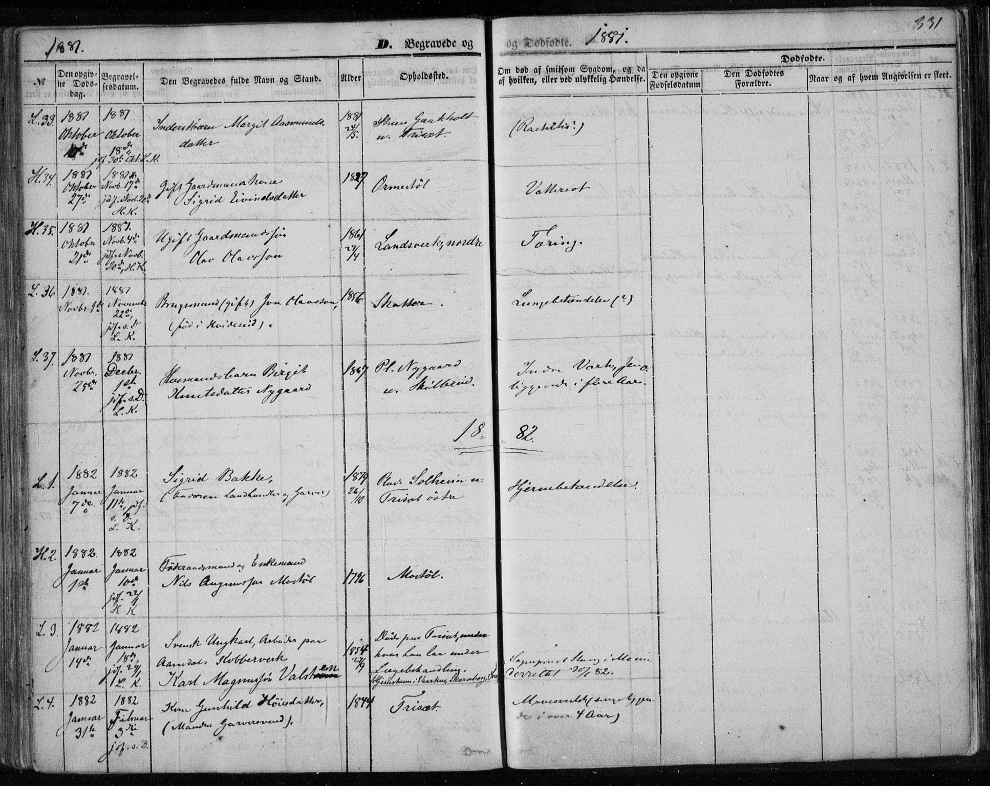 Lårdal kirkebøker, SAKO/A-284/F/Fa/L0006: Parish register (official) no. I 6, 1861-1886, p. 331