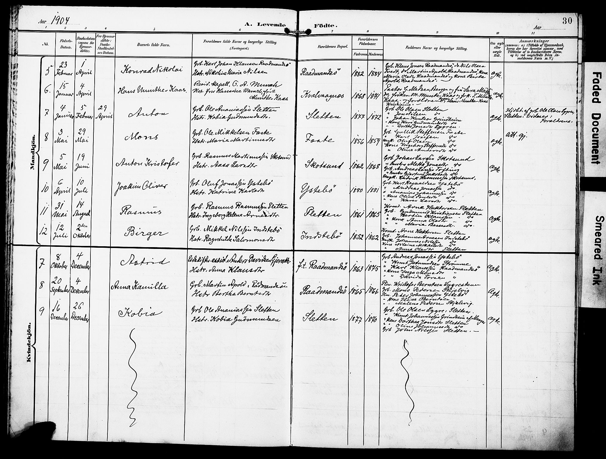 Lindås Sokneprestembete, SAB/A-76701/H/Haa: Parish register (official) no. E 2, 1897-1912, p. 30