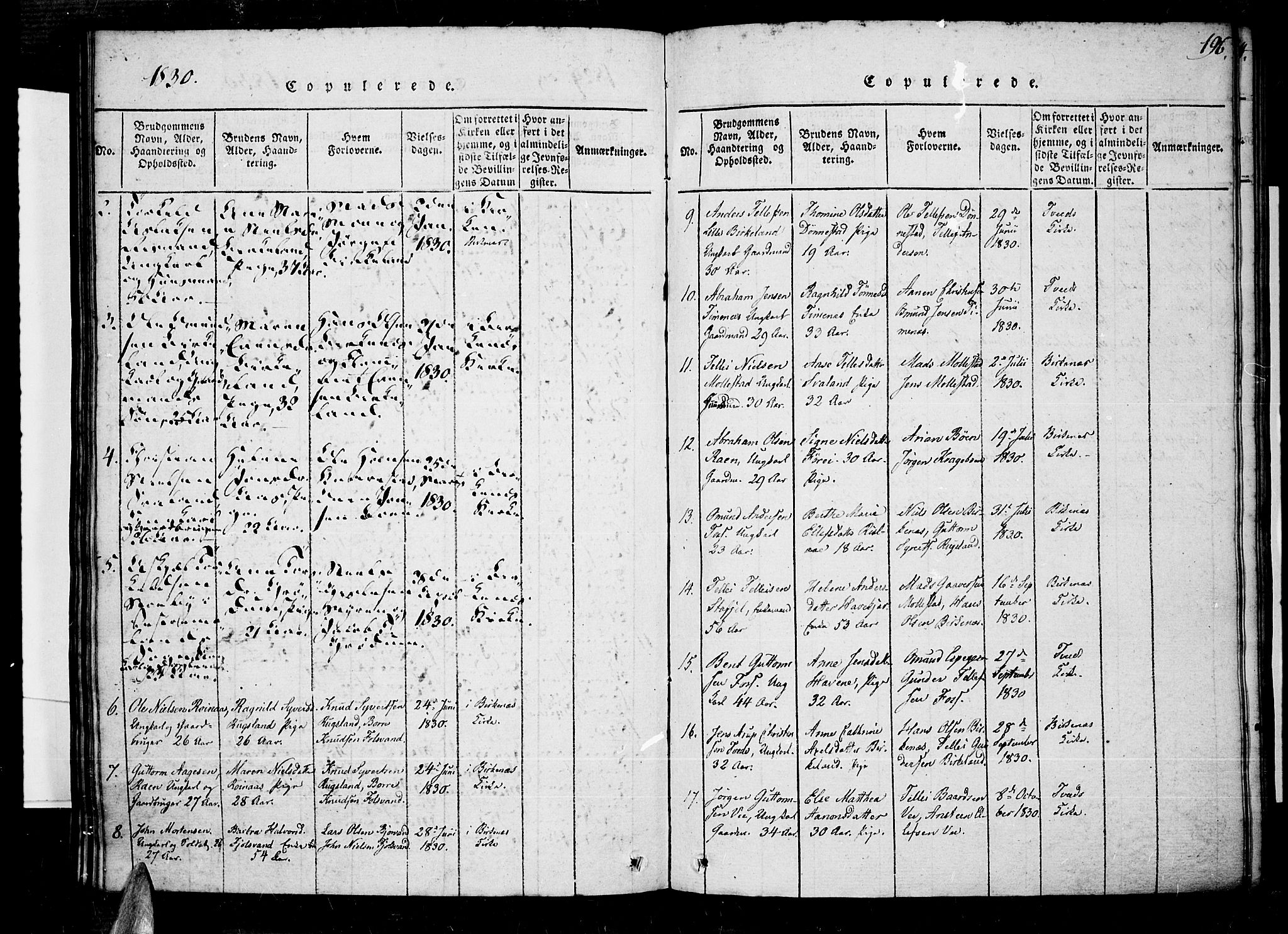 Tveit sokneprestkontor, SAK/1111-0043/F/Fa/L0002: Parish register (official) no. A 2, 1820-1830, p. 196
