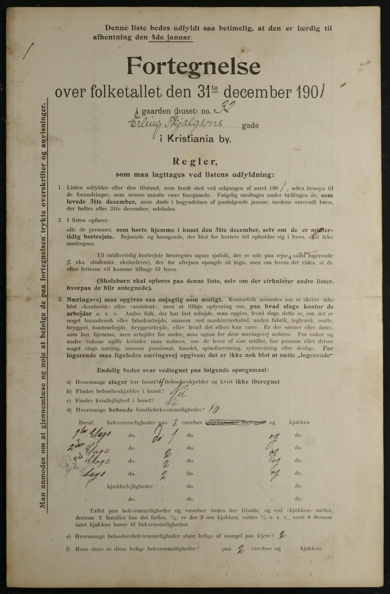 OBA, Municipal Census 1901 for Kristiania, 1901, p. 3585