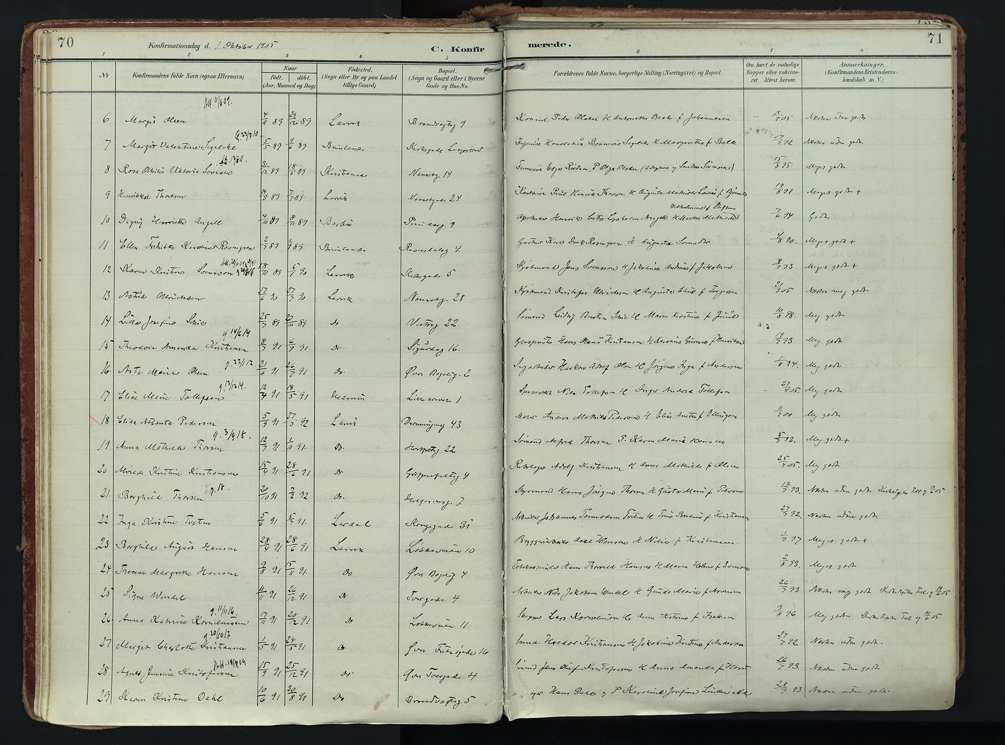 Larvik kirkebøker, AV/SAKO-A-352/F/Fa/L0011: Parish register (official) no. I 11, 1902-1922, p. 70-71
