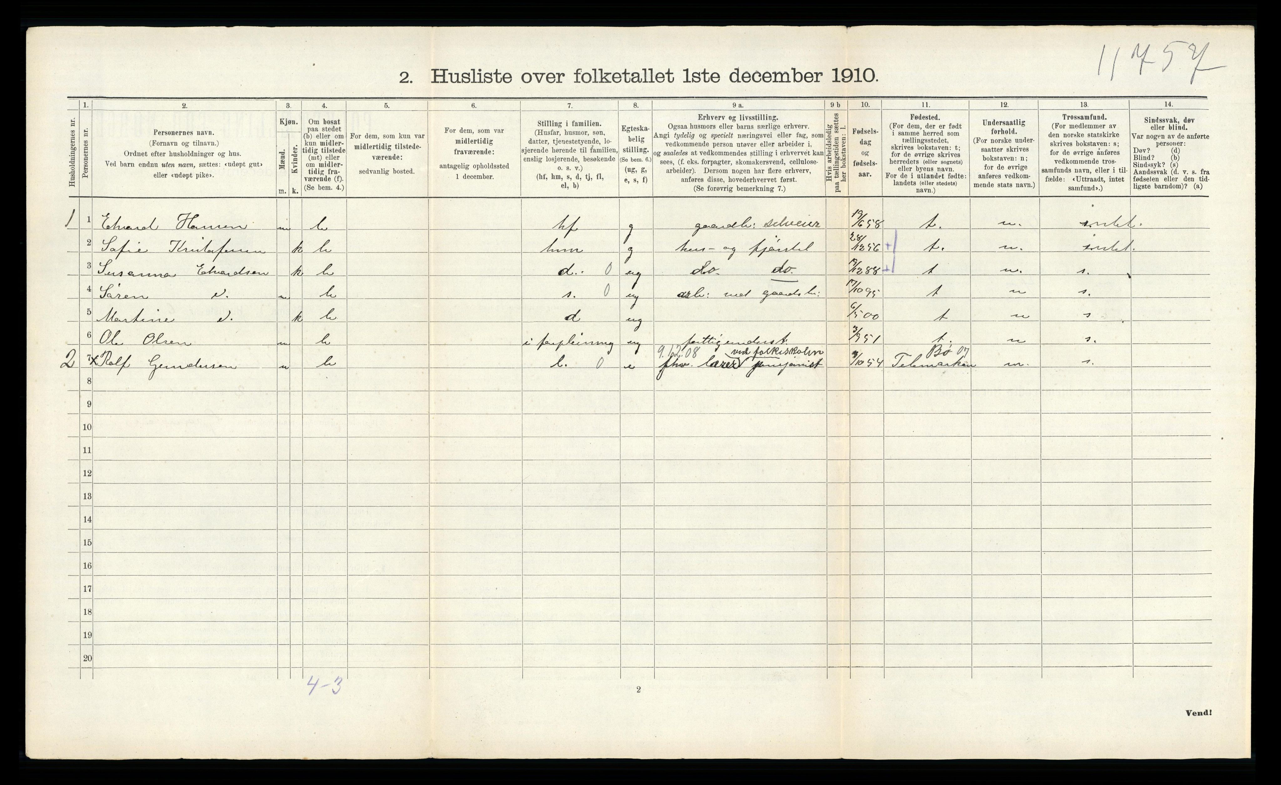 RA, 1910 census for Andebu, 1910, p. 62