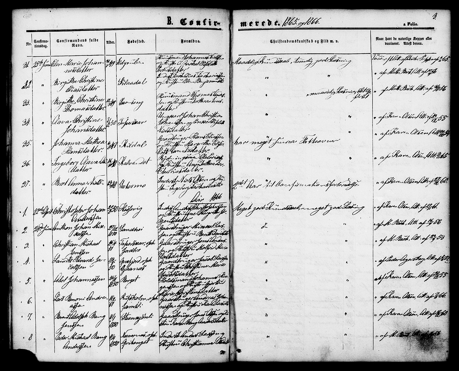 Ministerialprotokoller, klokkerbøker og fødselsregistre - Nordland, SAT/A-1459/827/L0394: Parish register (official) no. 827A06, 1865-1886, p. 3
