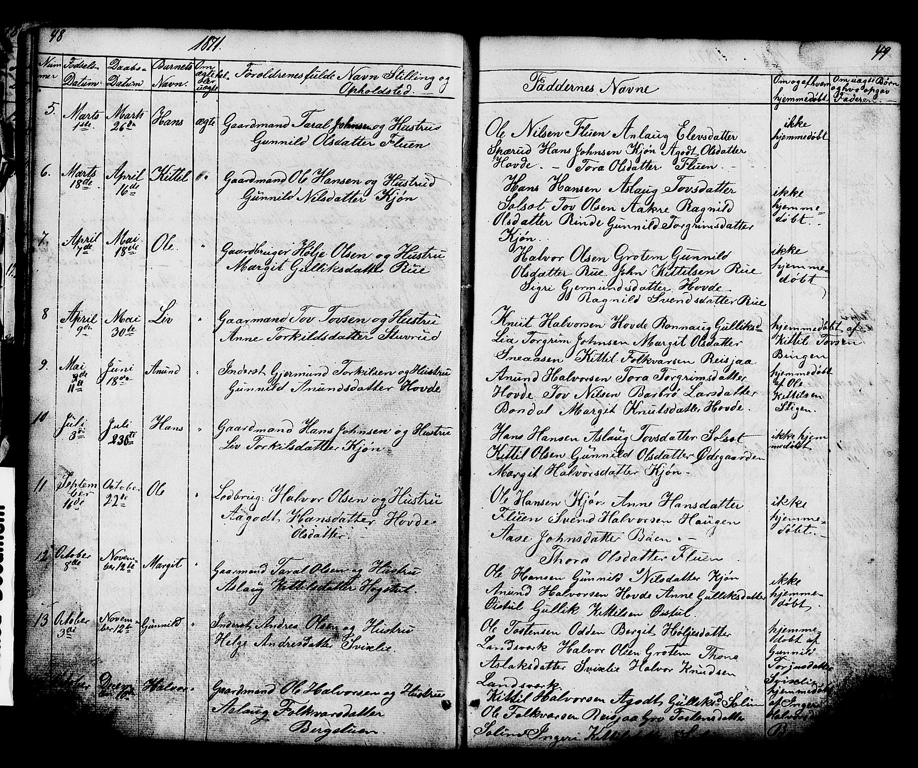 Hjartdal kirkebøker, SAKO/A-270/G/Gc/L0002: Parish register (copy) no. III 2, 1854-1890, p. 48-49