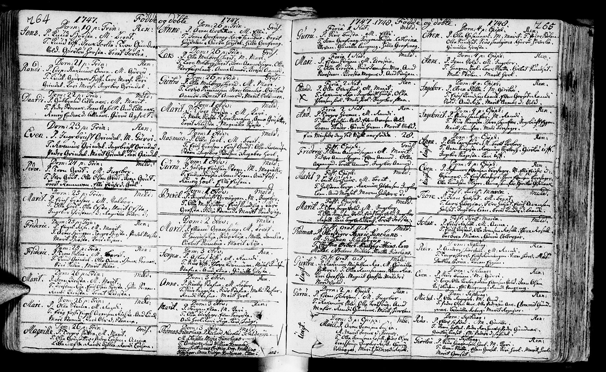 Ministerialprotokoller, klokkerbøker og fødselsregistre - Sør-Trøndelag, SAT/A-1456/672/L0850: Parish register (official) no. 672A03, 1725-1751, p. 264-265
