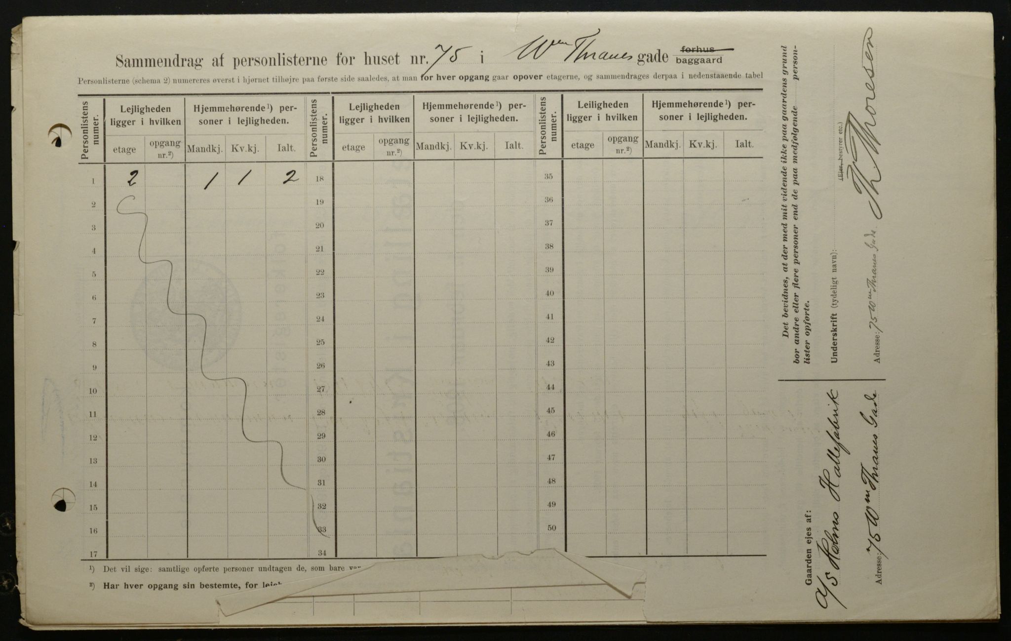 OBA, Municipal Census 1908 for Kristiania, 1908, p. 114268