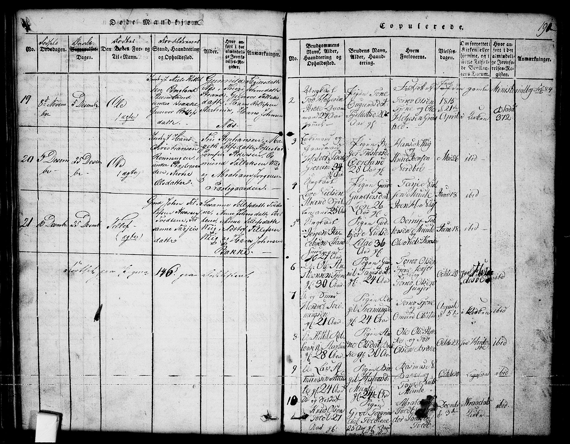 Nissedal kirkebøker, SAKO/A-288/G/Ga/L0001: Parish register (copy) no. I 1, 1814-1860, p. 191