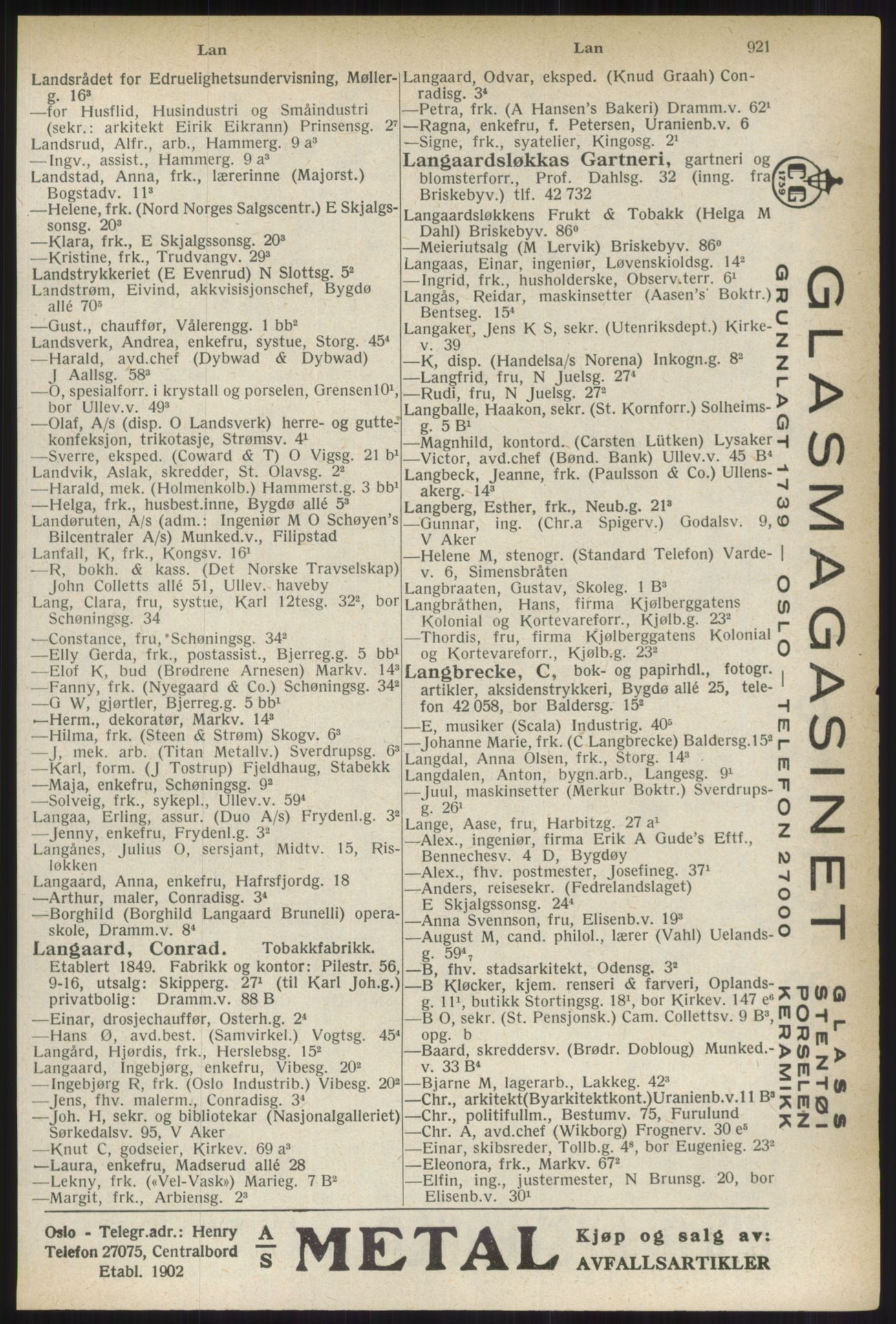 Kristiania/Oslo adressebok, PUBL/-, 1937, p. 921