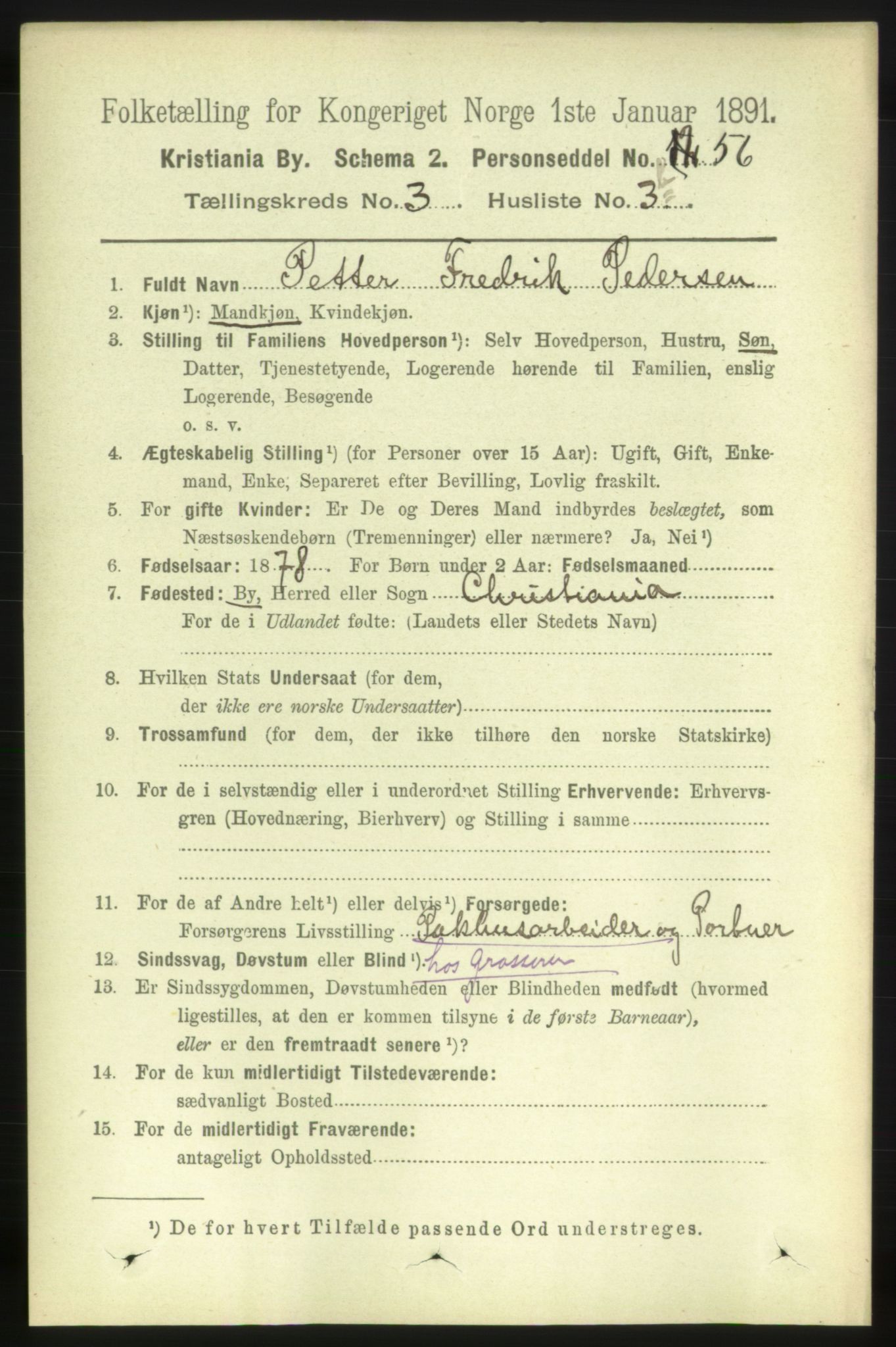 RA, 1891 census for 0301 Kristiania, 1891, p. 1312