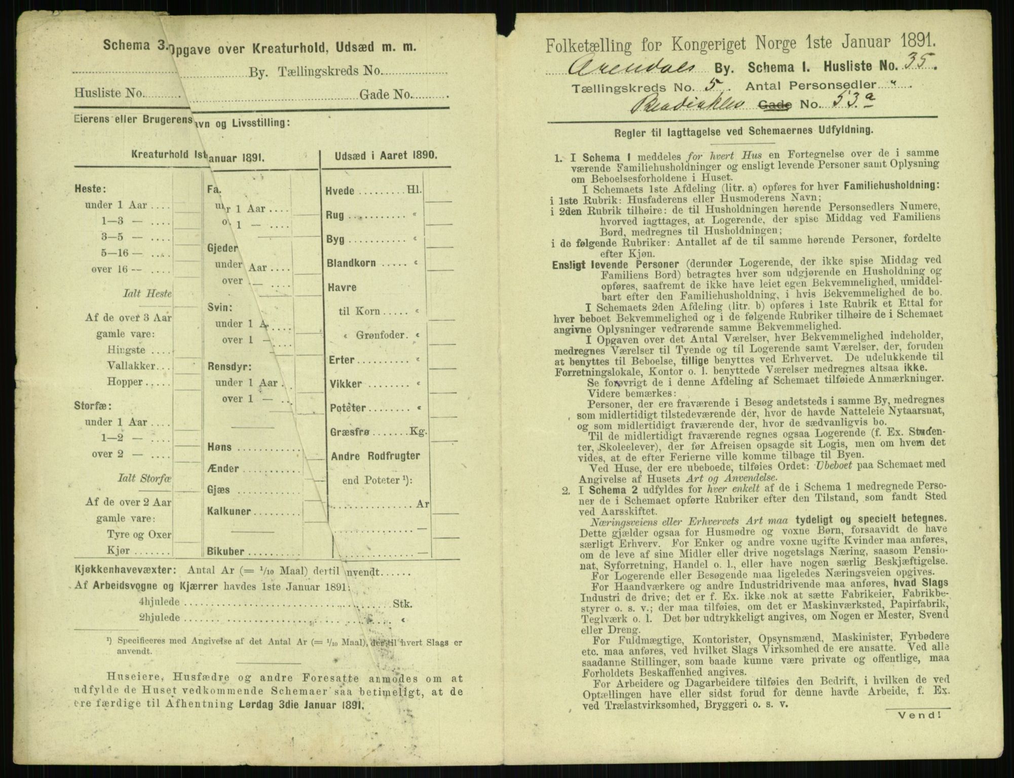 RA, 1891 census for 0903 Arendal, 1891, p. 280