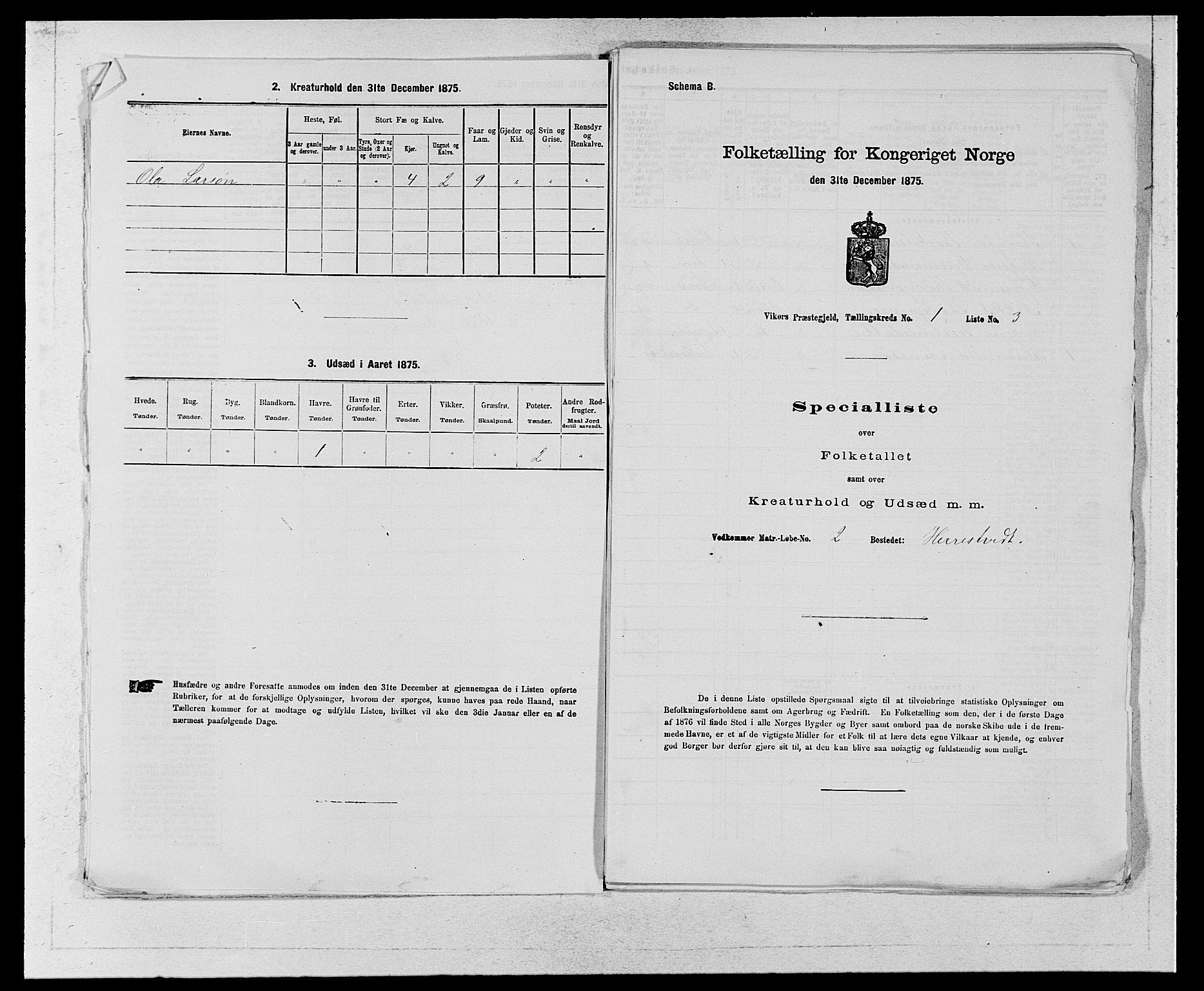 SAB, 1875 census for 1238P Vikør, 1875, p. 25