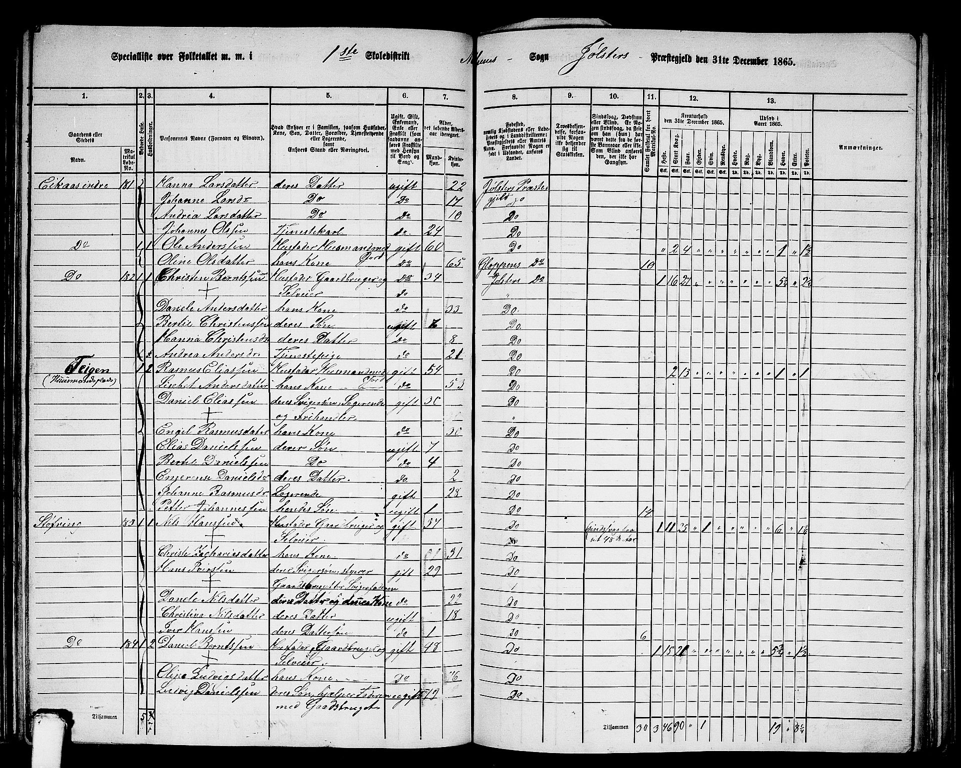 RA, 1865 census for Jølster, 1865, p. 98
