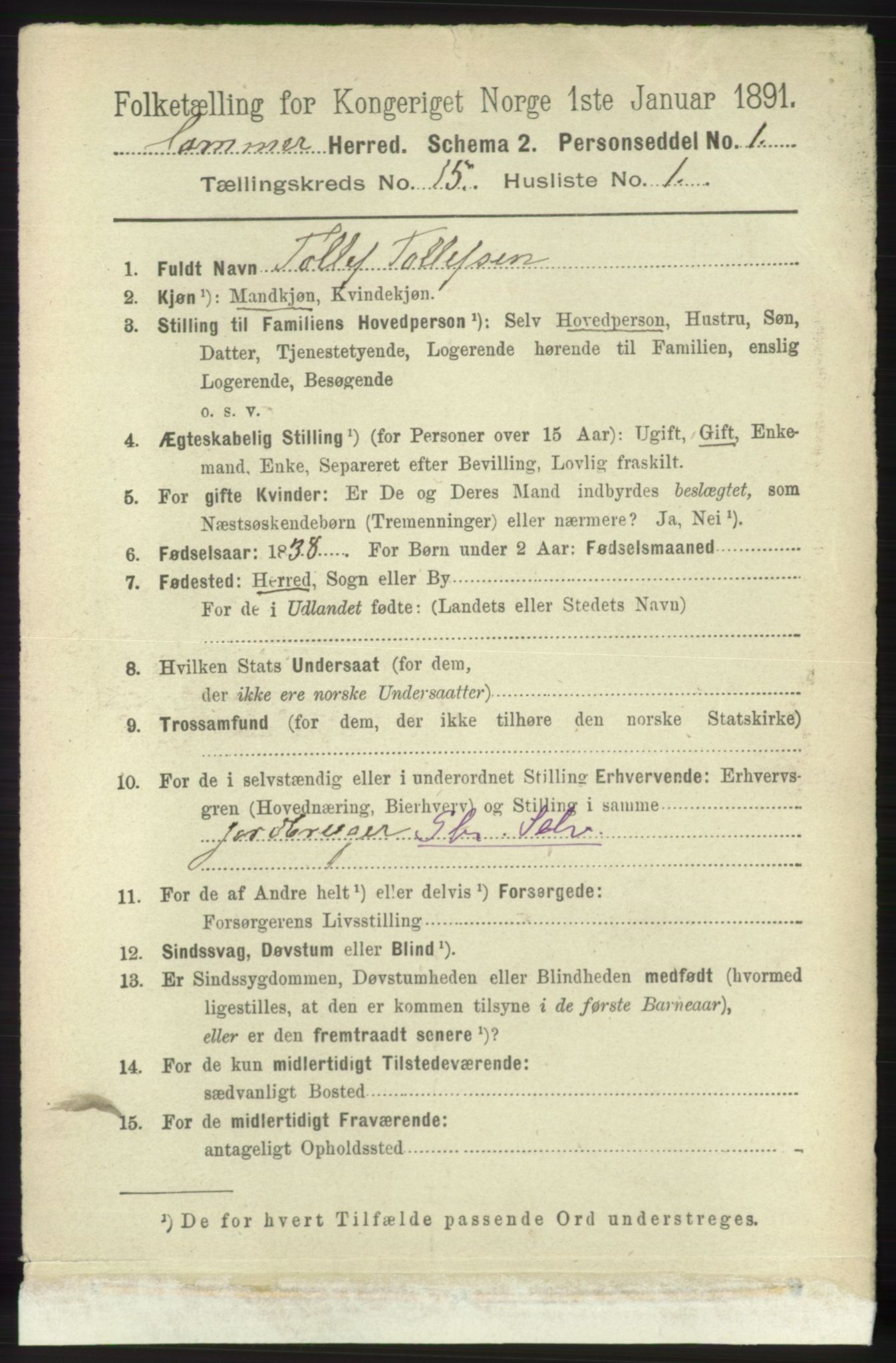 RA, 1891 census for 1254 Hamre, 1891, p. 4689