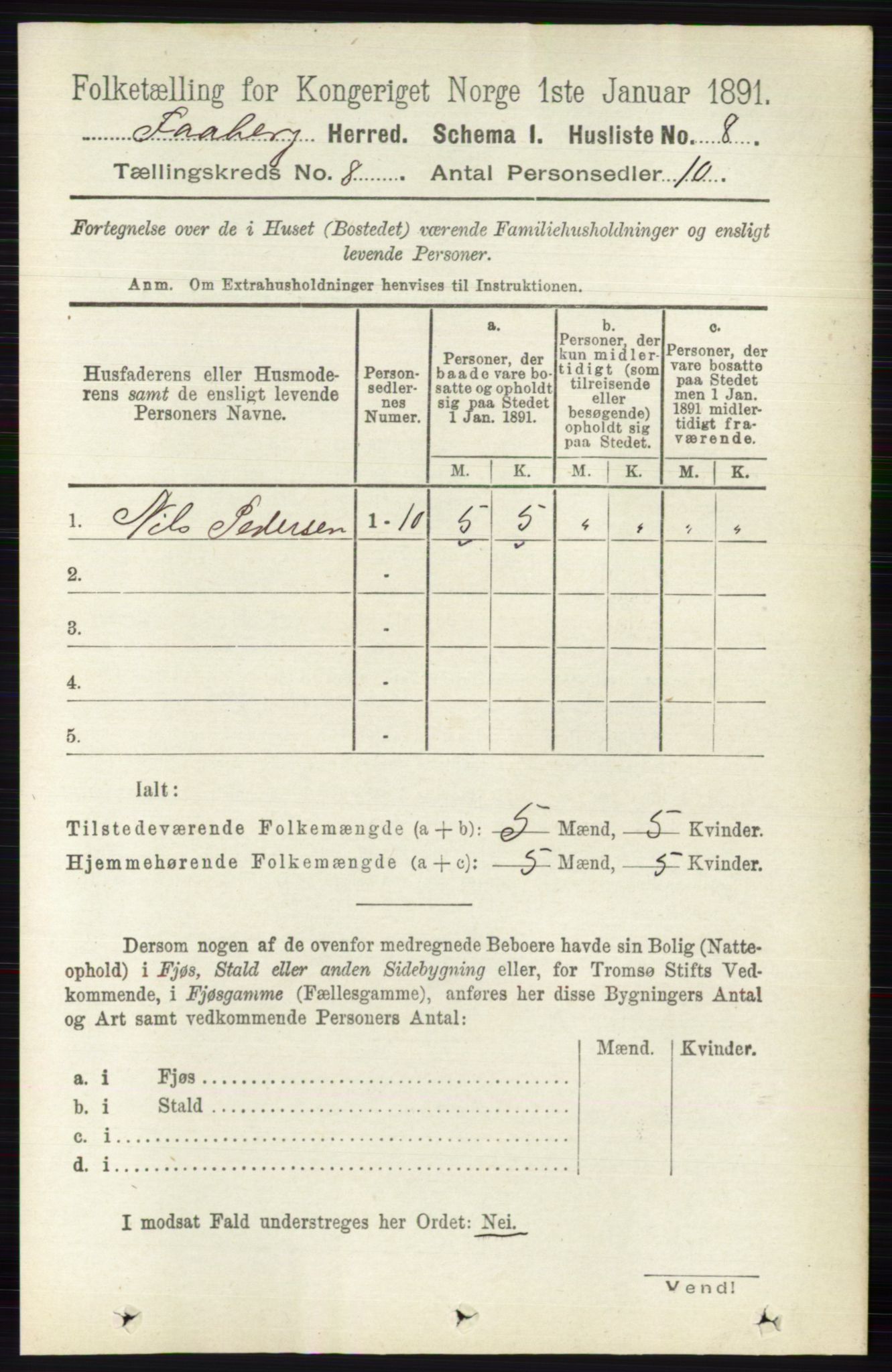 RA, 1891 census for 0524 Fåberg, 1891, p. 3329