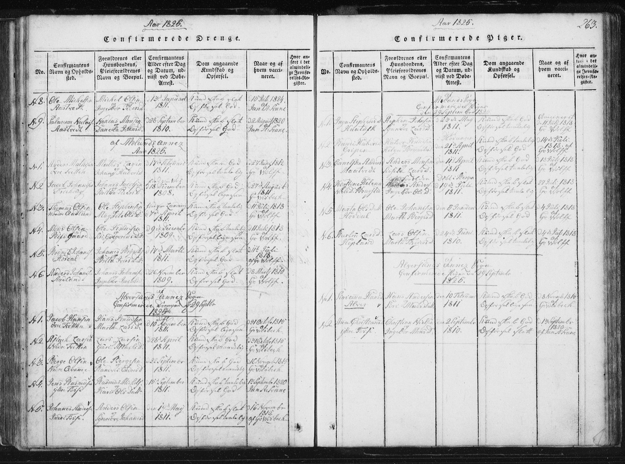 Hamre sokneprestembete, AV/SAB-A-75501/H/Ha/Haa/Haaa/L0010: Parish register (official) no. A 10, 1816-1826, p. 263