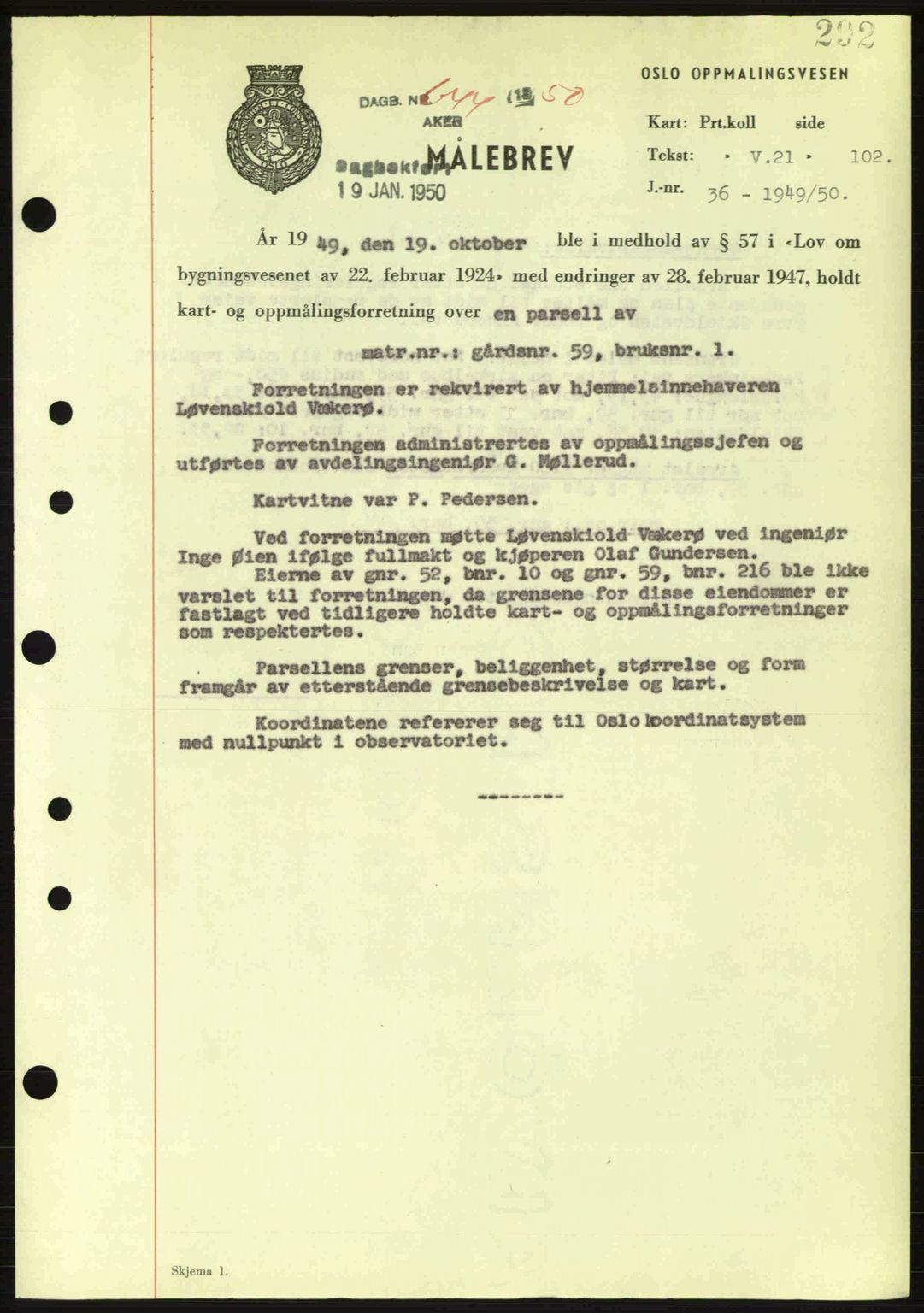 Oslo byskriverembete, AV/SAO-A-10227/G/Gb/Gbd/Gbda/L0017: Mortgage book no. A215, 1949-1950, Diary no: : 644/1950