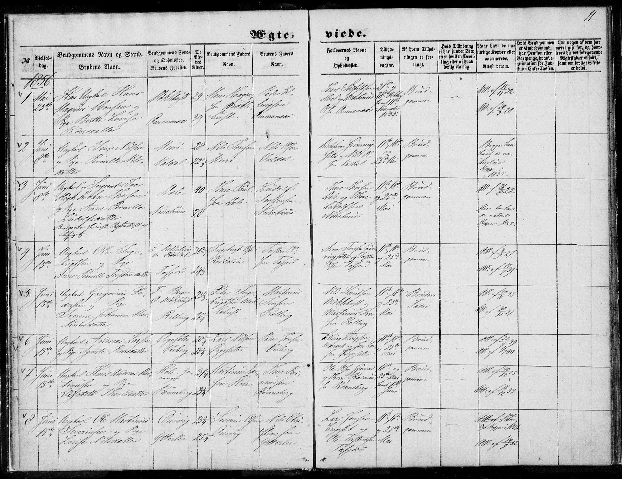 Ministerialprotokoller, klokkerbøker og fødselsregistre - Møre og Romsdal, SAT/A-1454/519/L0250: Parish register (official) no. 519A09, 1850-1868, p. 11