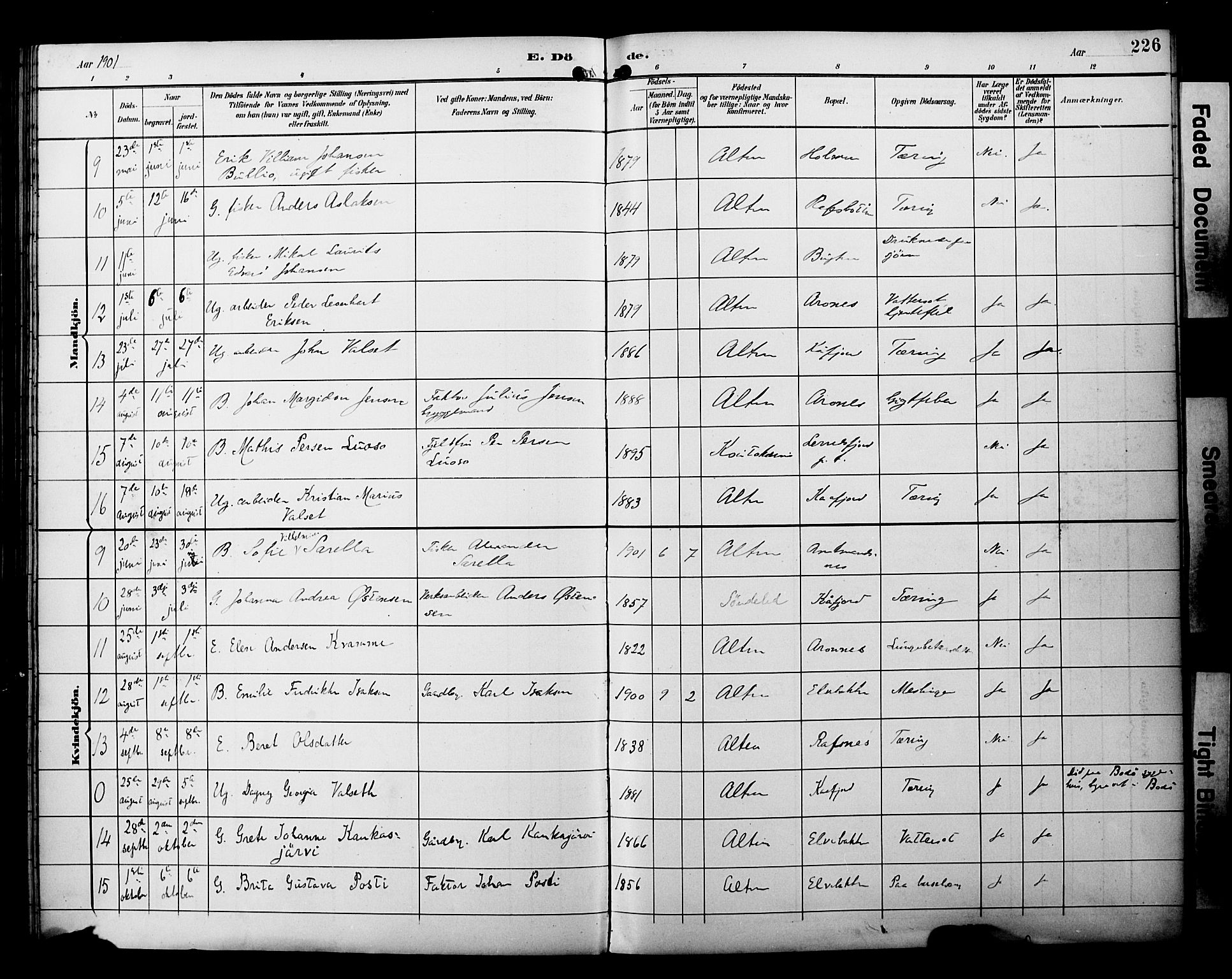 Alta sokneprestkontor, SATØ/S-1338/H/Ha/L0003.kirke: Parish register (official) no. 3, 1892-1904, p. 226