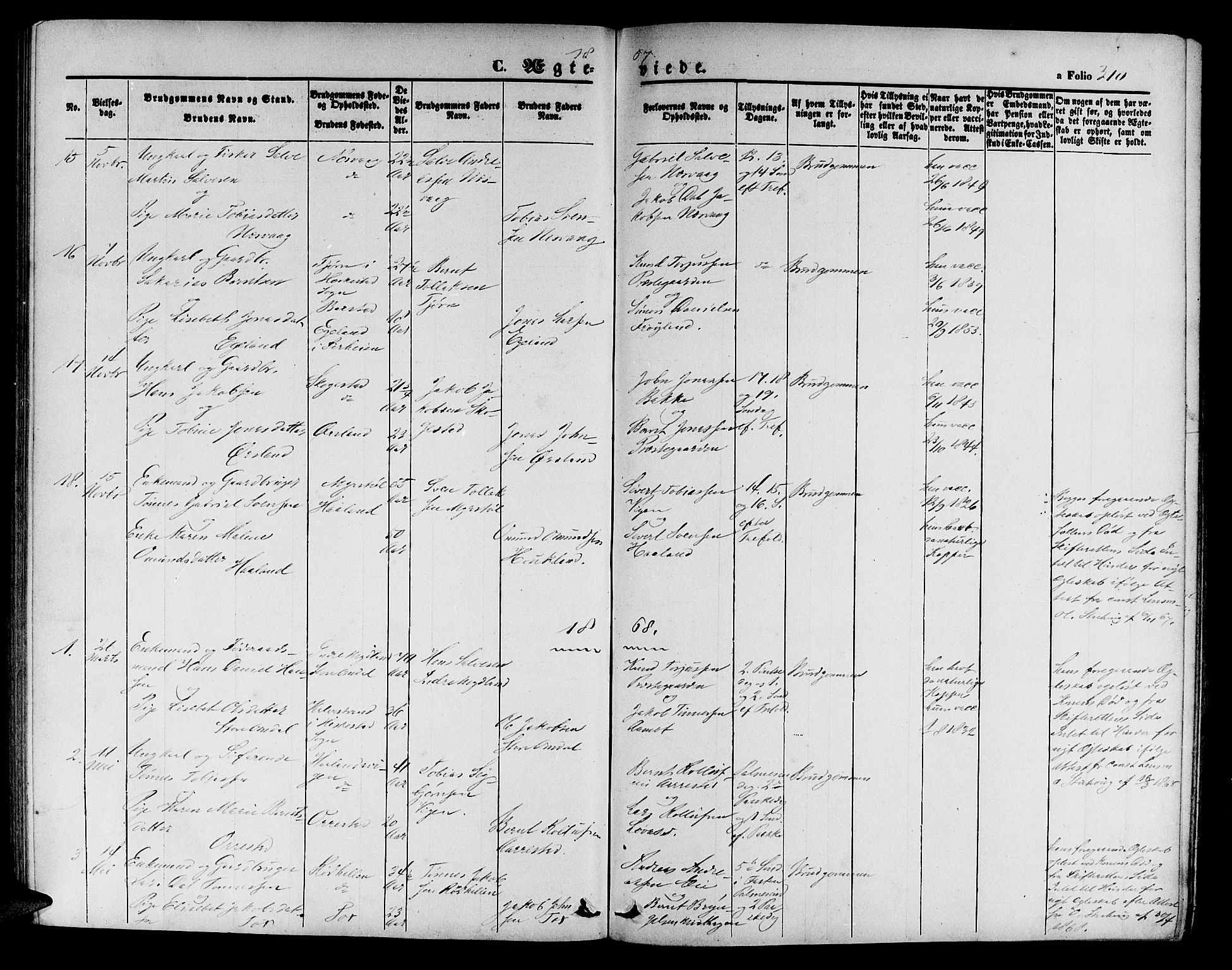 Sokndal sokneprestkontor, SAST/A-101808: Parish register (copy) no. B 3, 1865-1879, p. 310