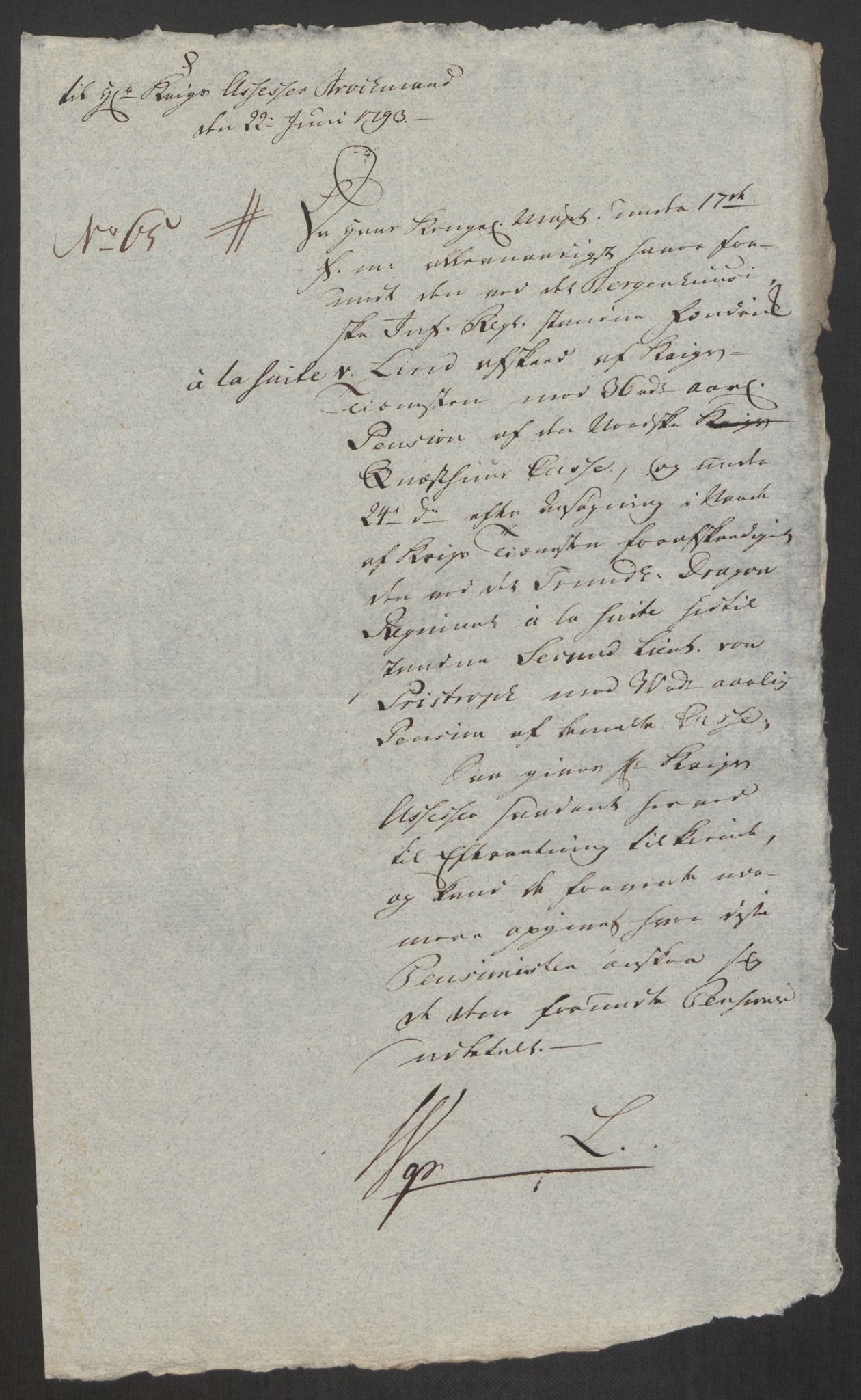 Forsvaret, Den norske kvesthuskasse/krigshospitalkasse, AV/RA-RAFA-1887/F/Fa/L0008: Konsepter, 1790-1793, p. 1125