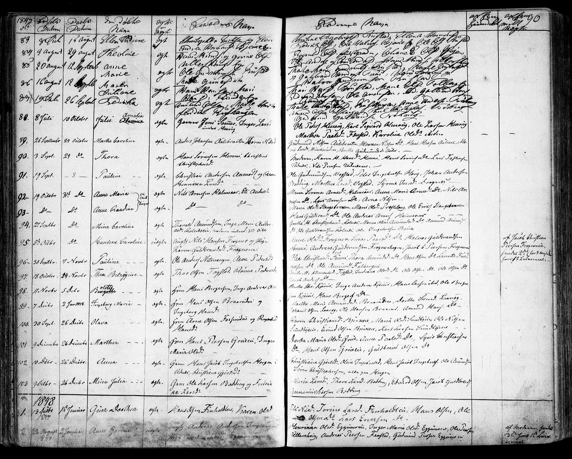 Nes prestekontor Kirkebøker, AV/SAO-A-10410/F/Fa/L0007: Parish register (official) no. I 7, 1846-1858, p. 90