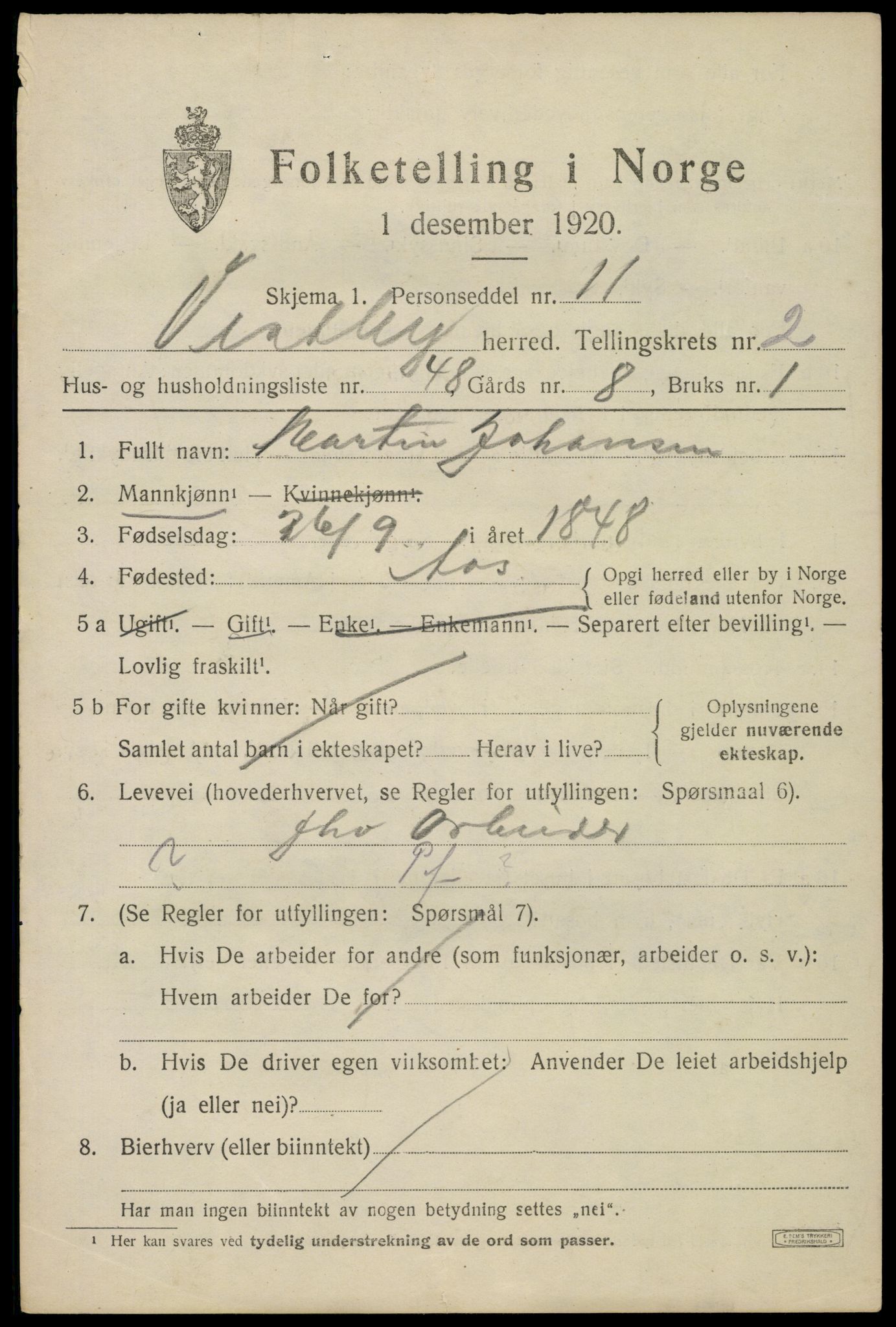 SAO, 1920 census for Vestby, 1920, p. 4135