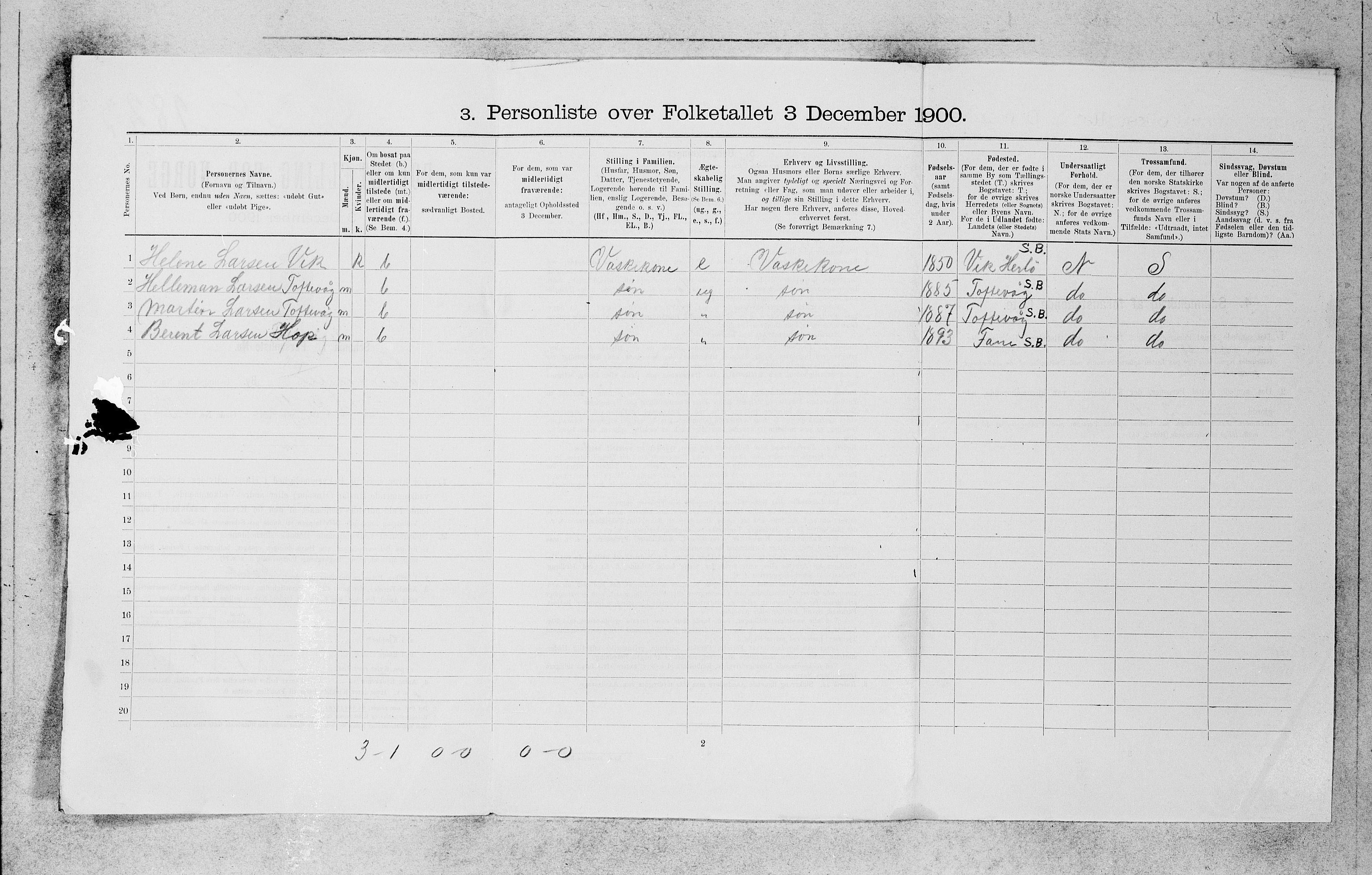 SAB, 1900 census for Bergen, 1900, p. 10737