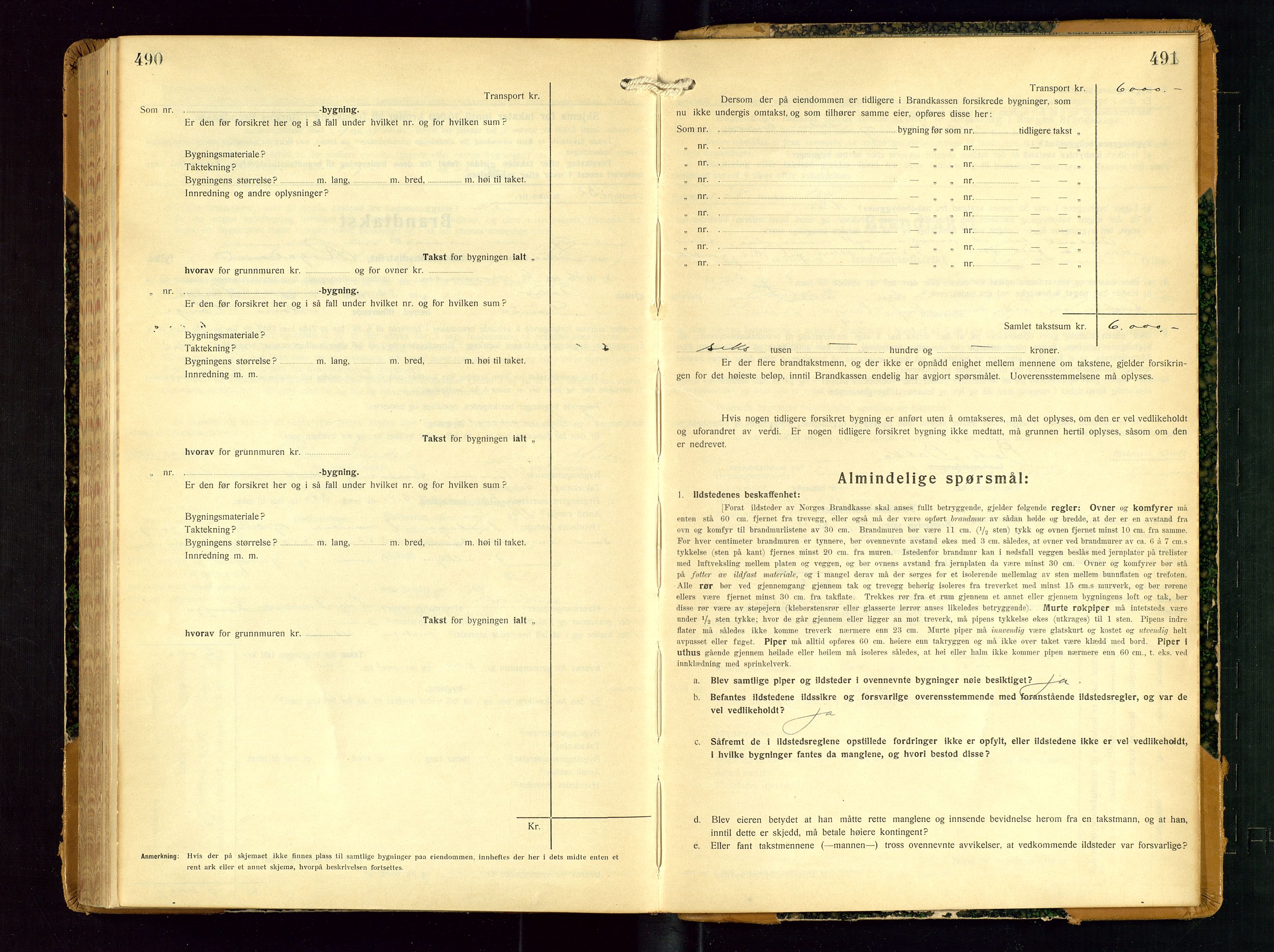 Sauda lensmannskontor, AV/SAST-A-100177/Gob/L0003: Branntakstprotokoll - skjematakst, 1928-1936, p. 490-491