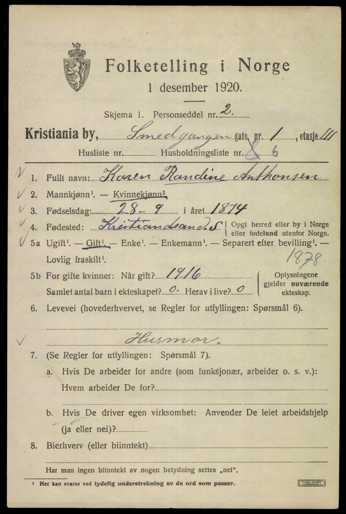 SAO, 1920 census for Kristiania, 1920, p. 519181