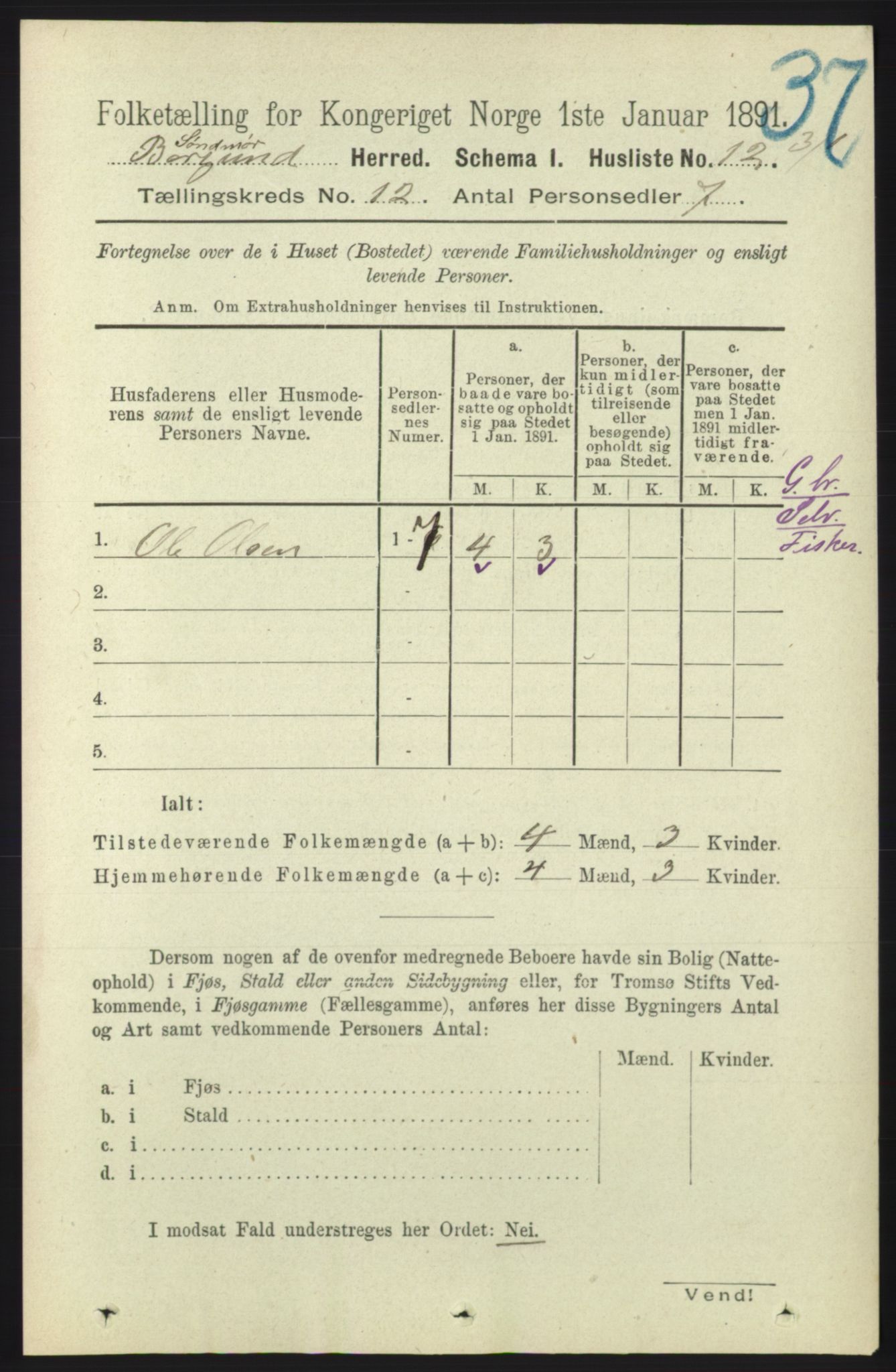 RA, 1891 census for 1531 Borgund, 1891, p. 3151