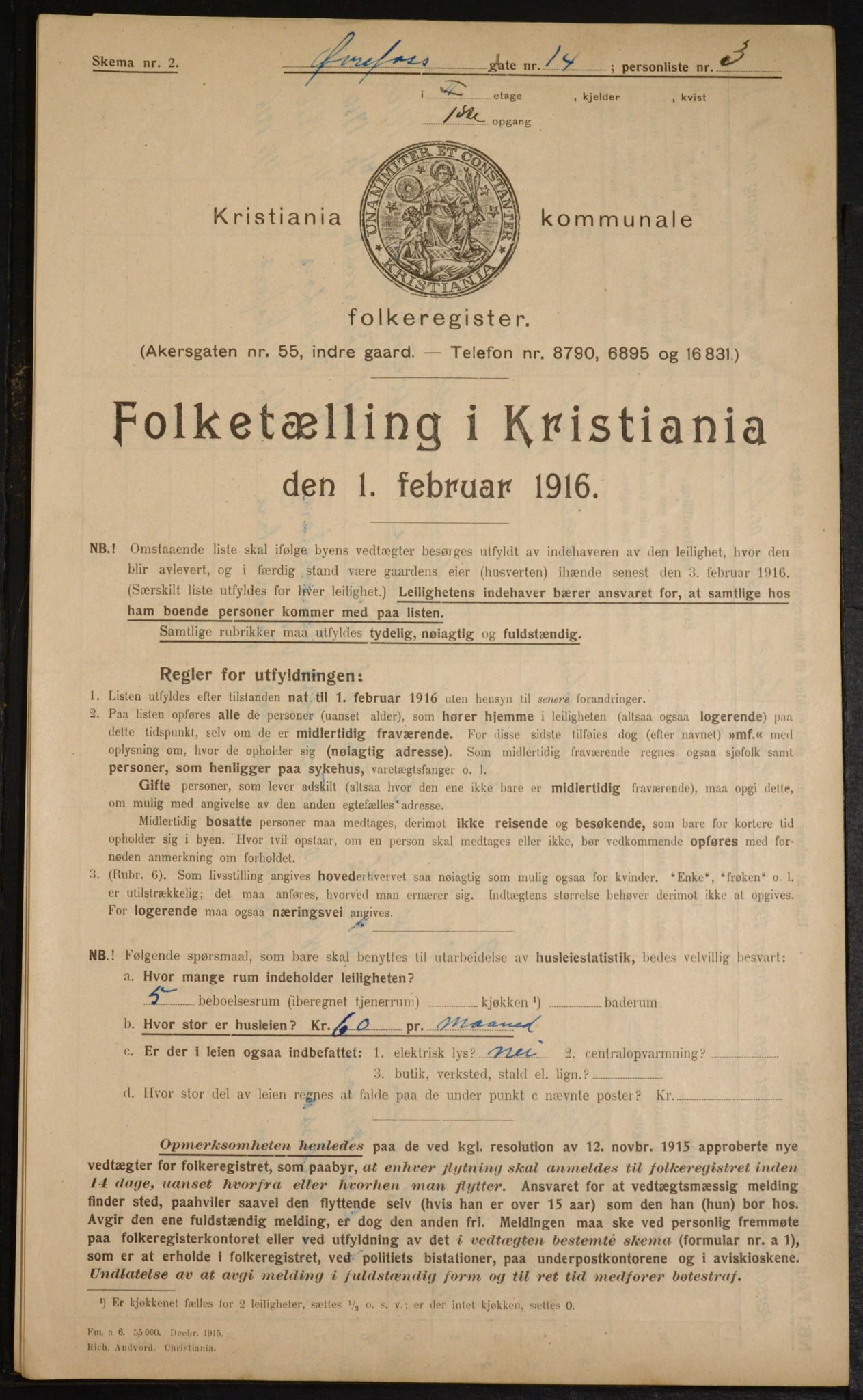 OBA, Municipal Census 1916 for Kristiania, 1916, p. 133475